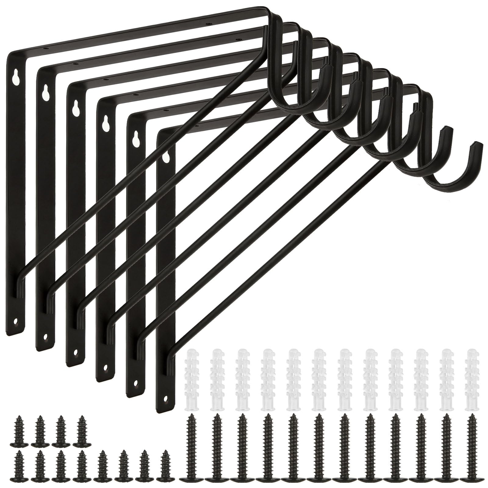 6 Pack Heavy Duty Steel Closet Rod Brackets - 11