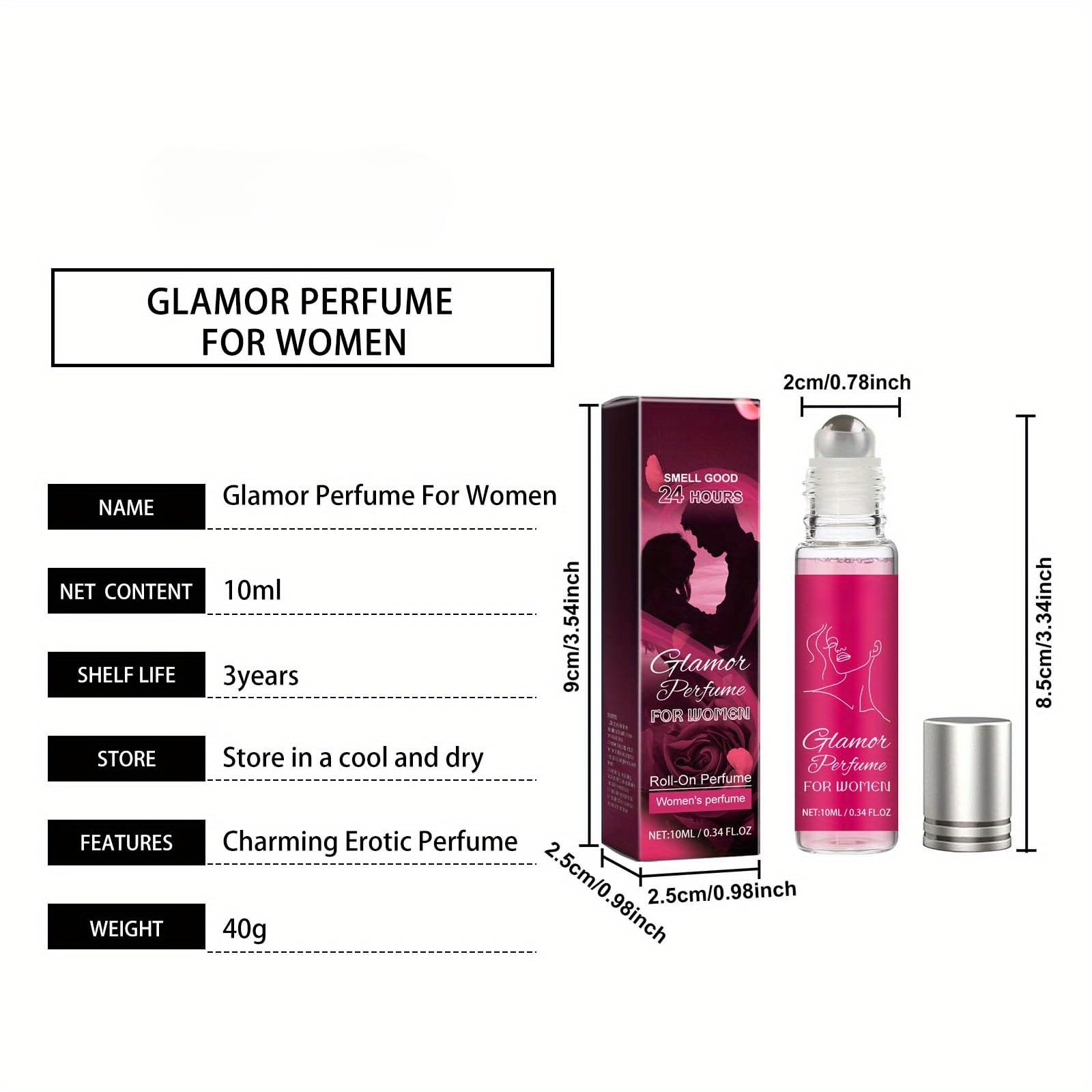 Long-Lasting Pheromone Perfume for Women - Enhanced Attraction Fragrance, Roll-On Rose Scented Perfume (10ml) | Portable & Romantic for Date Nights, Special Occasions & Daily Confidence Boost