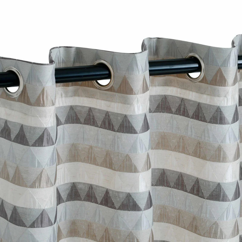 Elegant Scalene Semi-Sheer Jacquard Grommet Curtain Panel Set - Light Filtering Window Treatment for Living Room & Bedroom