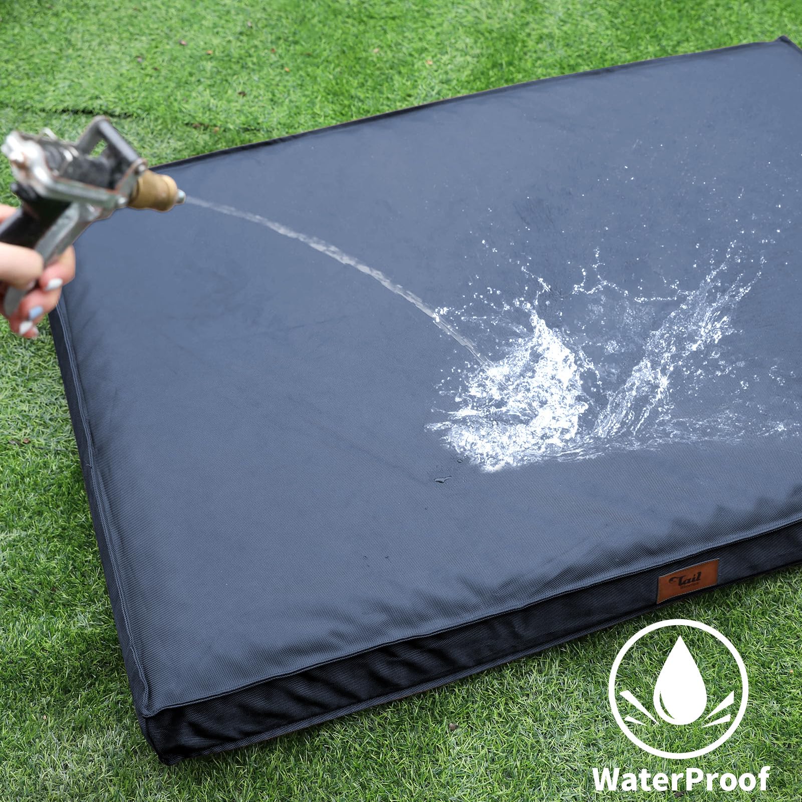 XL Waterproof Orthopedic Dog Bed for Large Dogs - Egg Foam Pet Bed with Removable Washable Oxford Cooling Cover (Navy Blue) - Perfect for Outdoor, Kennel & Indoor Use