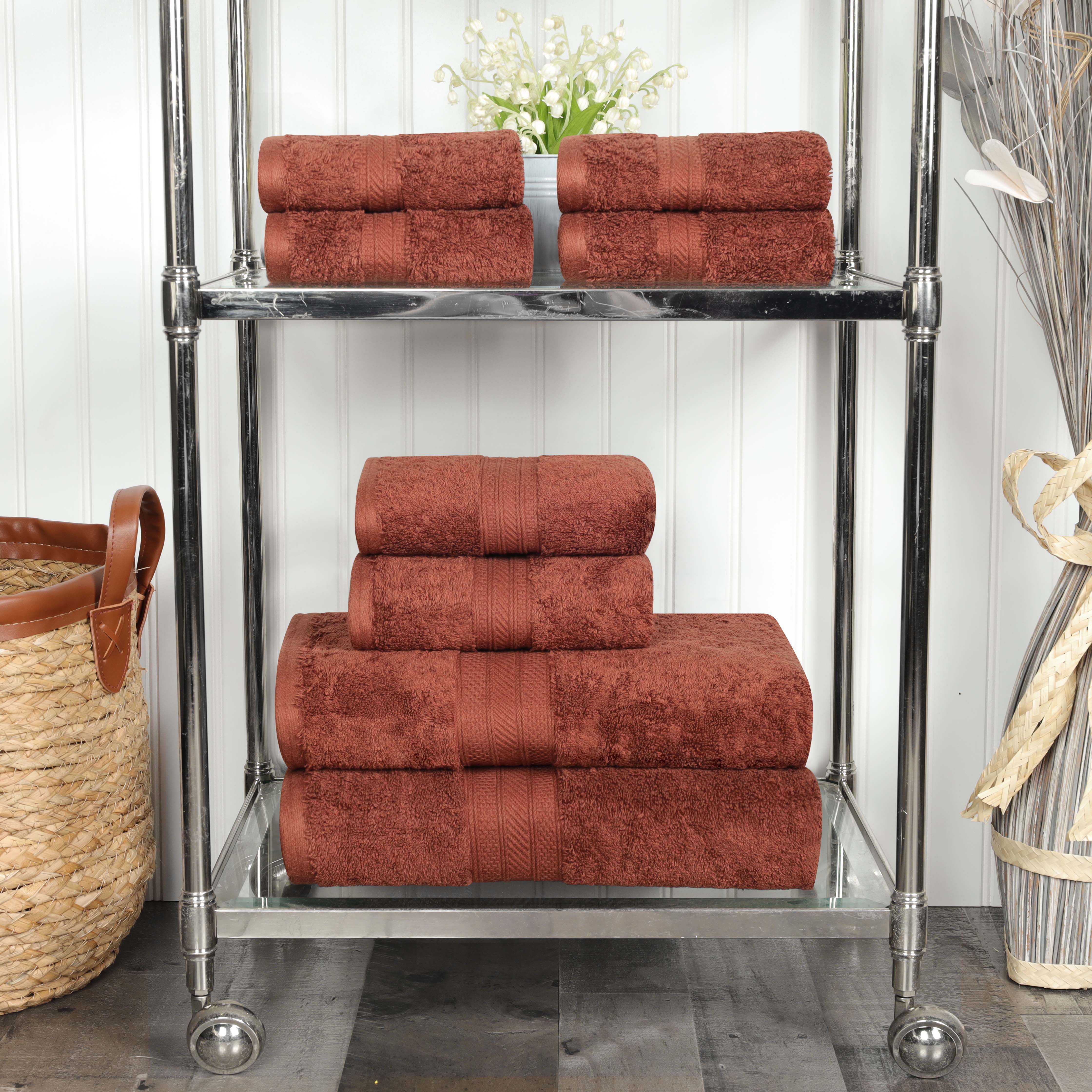 Atlas Cotton Plush Absorbent Heavyweight 8-Piece Bath Towel Set - Ultra Soft & Quick Dry for Spa, Gym, and Luxury Home Use