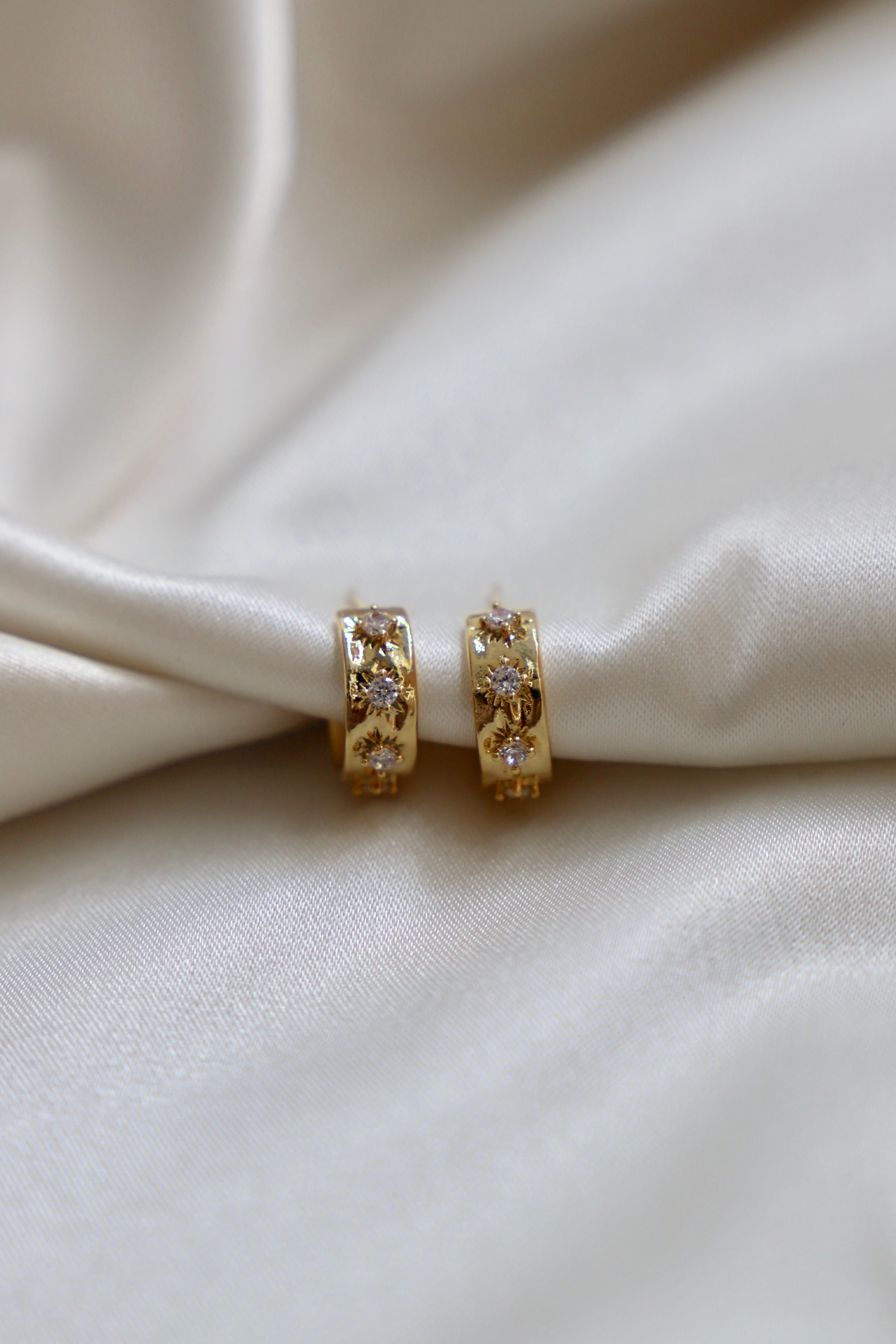 CZ Star Thick Hoops Earrings for Women - 925 Sterling Silver Chunky Hoop Earrings for Everyday Wear & Special Occasions