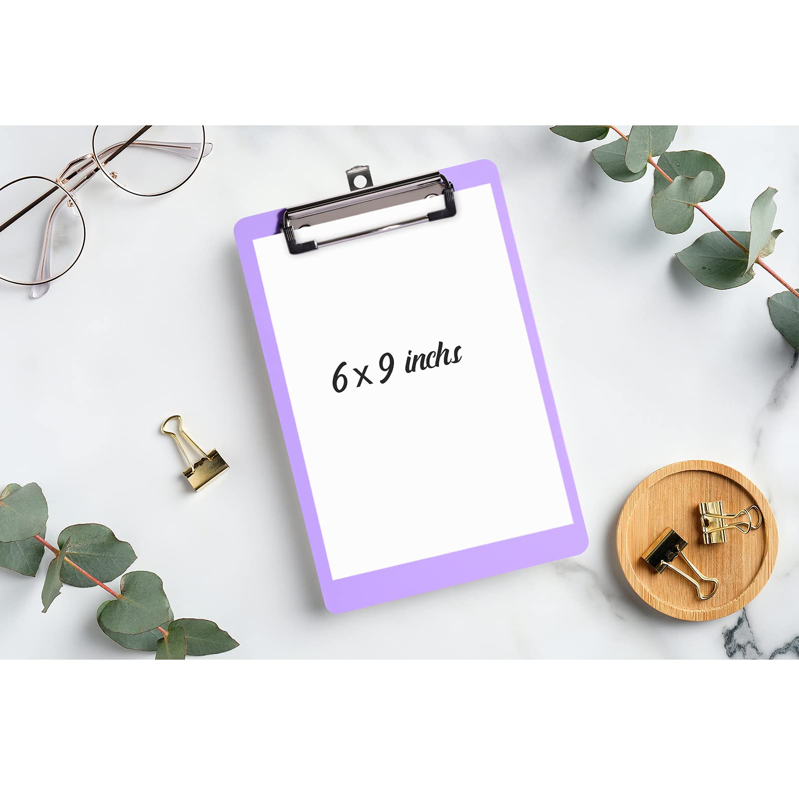 Hongri A5 Plastic Clipboard - 6x9 Inch Mini Purple Clip Board for Students, Kids & Office Use | Low Profile Clip, Lightweight & Durable | Perfect for School, Home, Office & Travel Organization