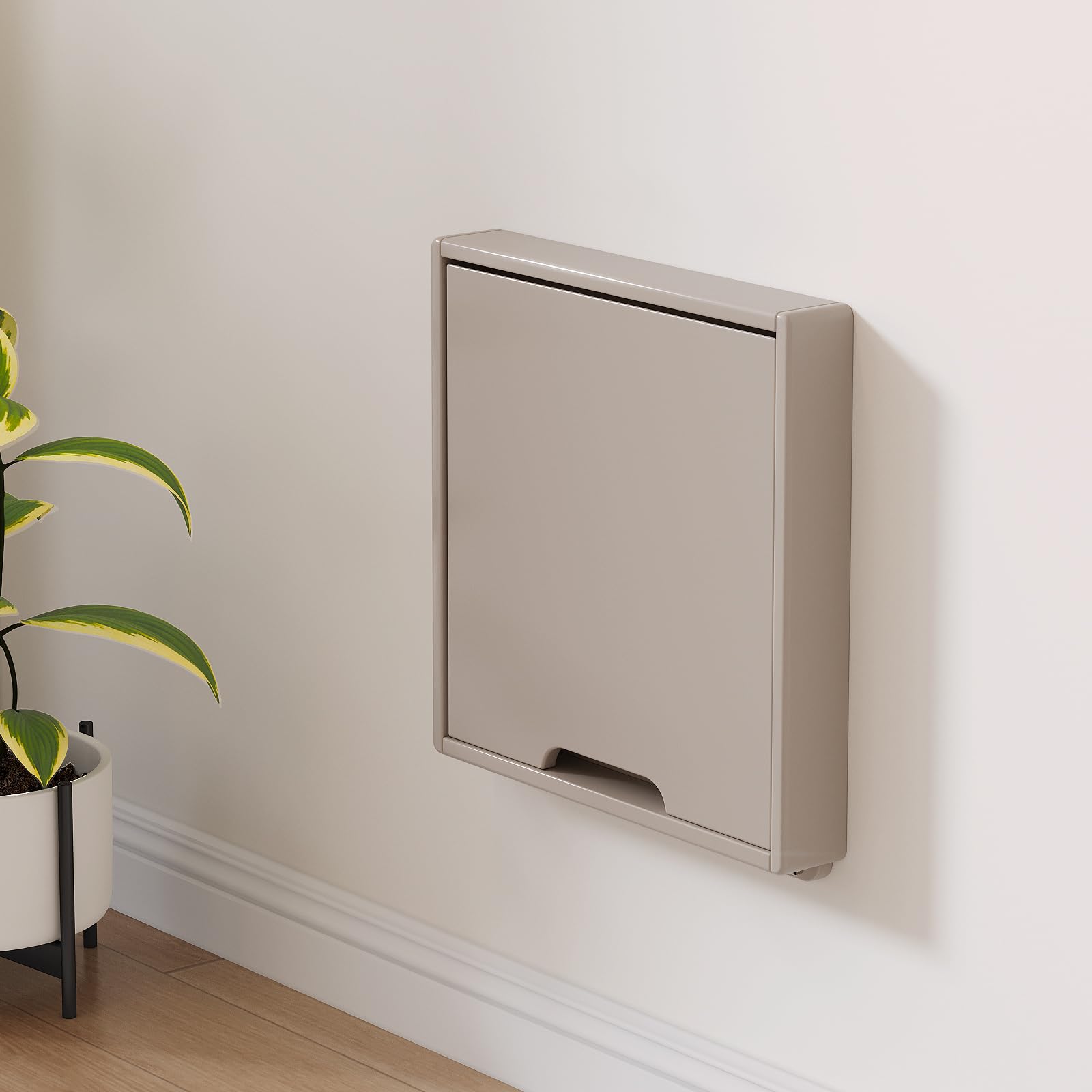 Space Saving Wall Mounted Shoe Changing Stool - Foldable Entryway Stool Chair in Tea Grey | Perfect for Small Hallways, Mudrooms & Closet Organization