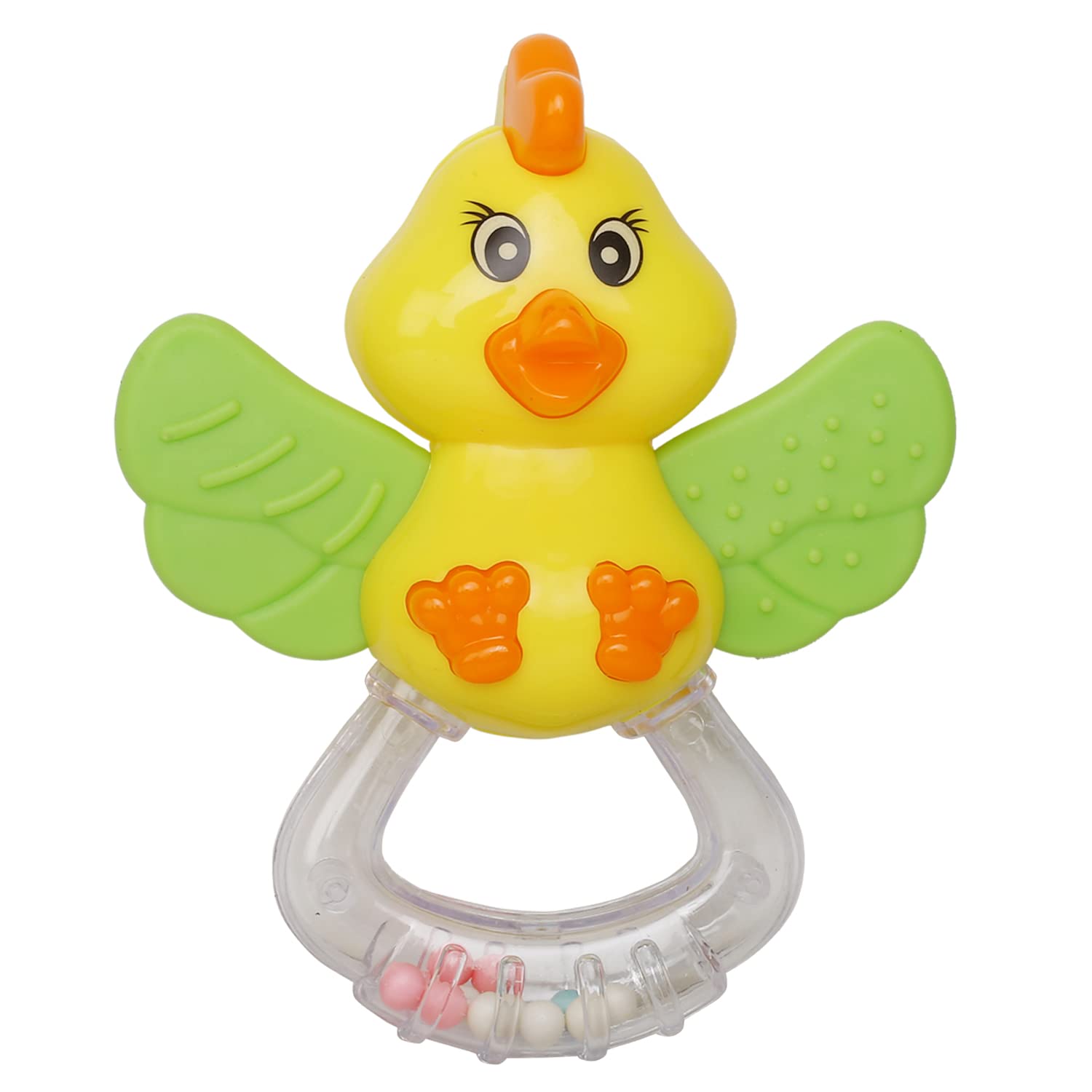 Safe Baby Rattle Toy with Teether - Orange & Yellow Duck Design for Newborns, Infants & Toddlers 3+ Months | Early Development & Sensory Play | Perfect for Playtime, Teething Relief & Learning Motor Skills