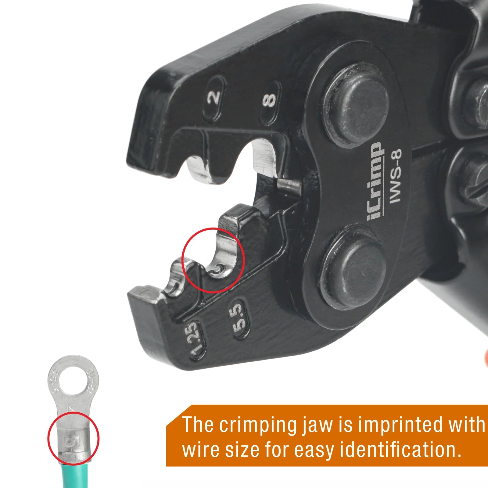 IWS 8 Non-Insulated Terminal Crimping Tool for AWG 16-8 Copper Butt Connectors - Professional Wire Splice & Electrical Connection Tool for Automotive, Marine & DIY Projects