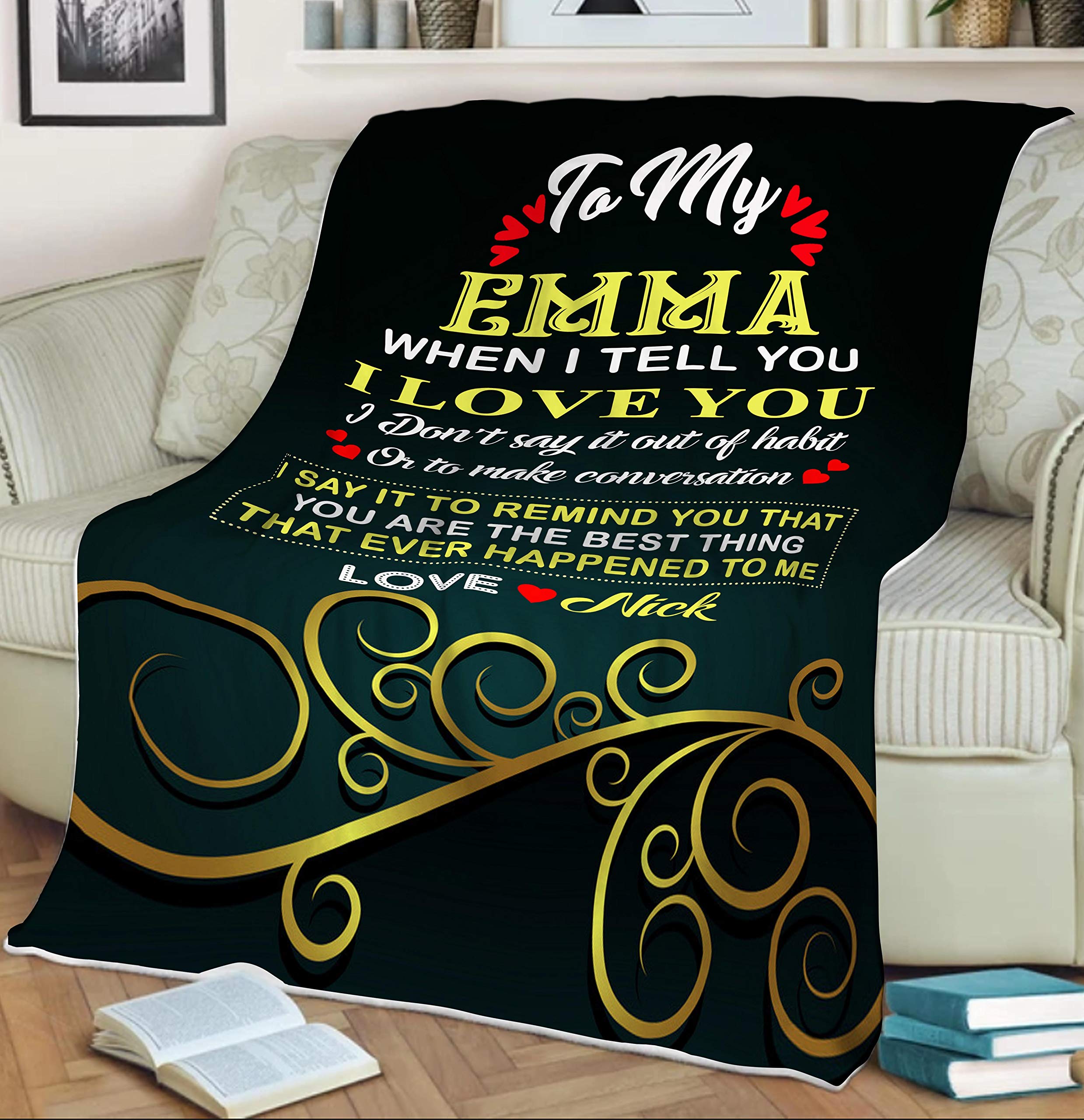 Custom Photo Blanket for Girlfriend - Personalized Couple Blanket Gift for Her, Anniversary, Valentine's Day - Soft 60
