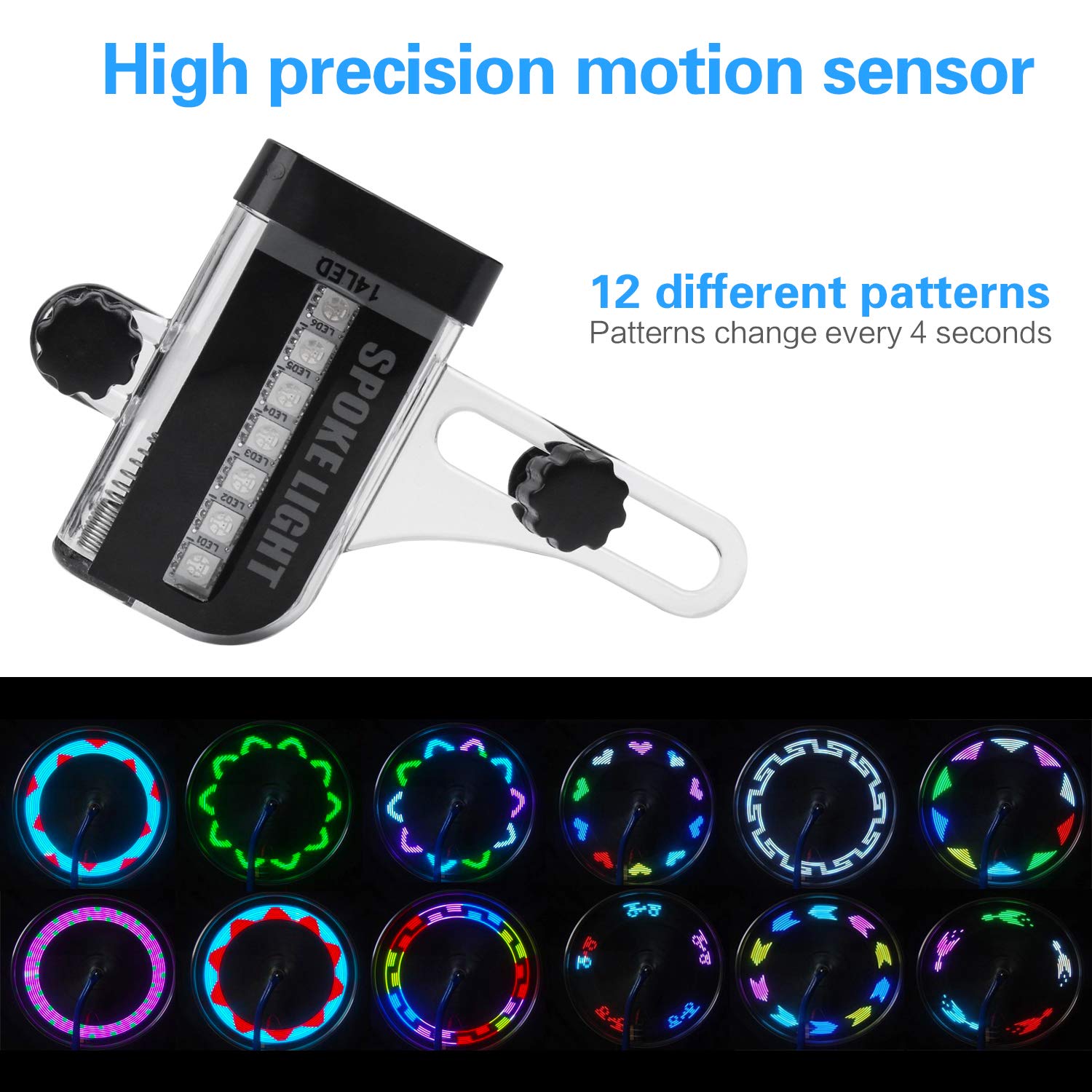 LED Waterproof Bike Wheel Lights - 30 Color Changing Patterns, Auto On/Off Safety Spoke Lights for Mountain/Road/Hybrid/Folding Bicycles | Perfect for Night Riding, Commuting & Cycling Safety