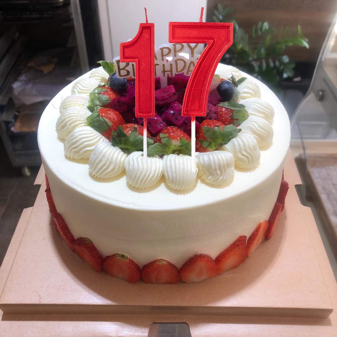 2.76 Inch Glitter Red Number 5 Birthday Candles - Cake Topper Decoration for Wedding Anniversary, Party Celebration - Perfect for Birthday Cakes, Cupcakes, and Dessert Tables