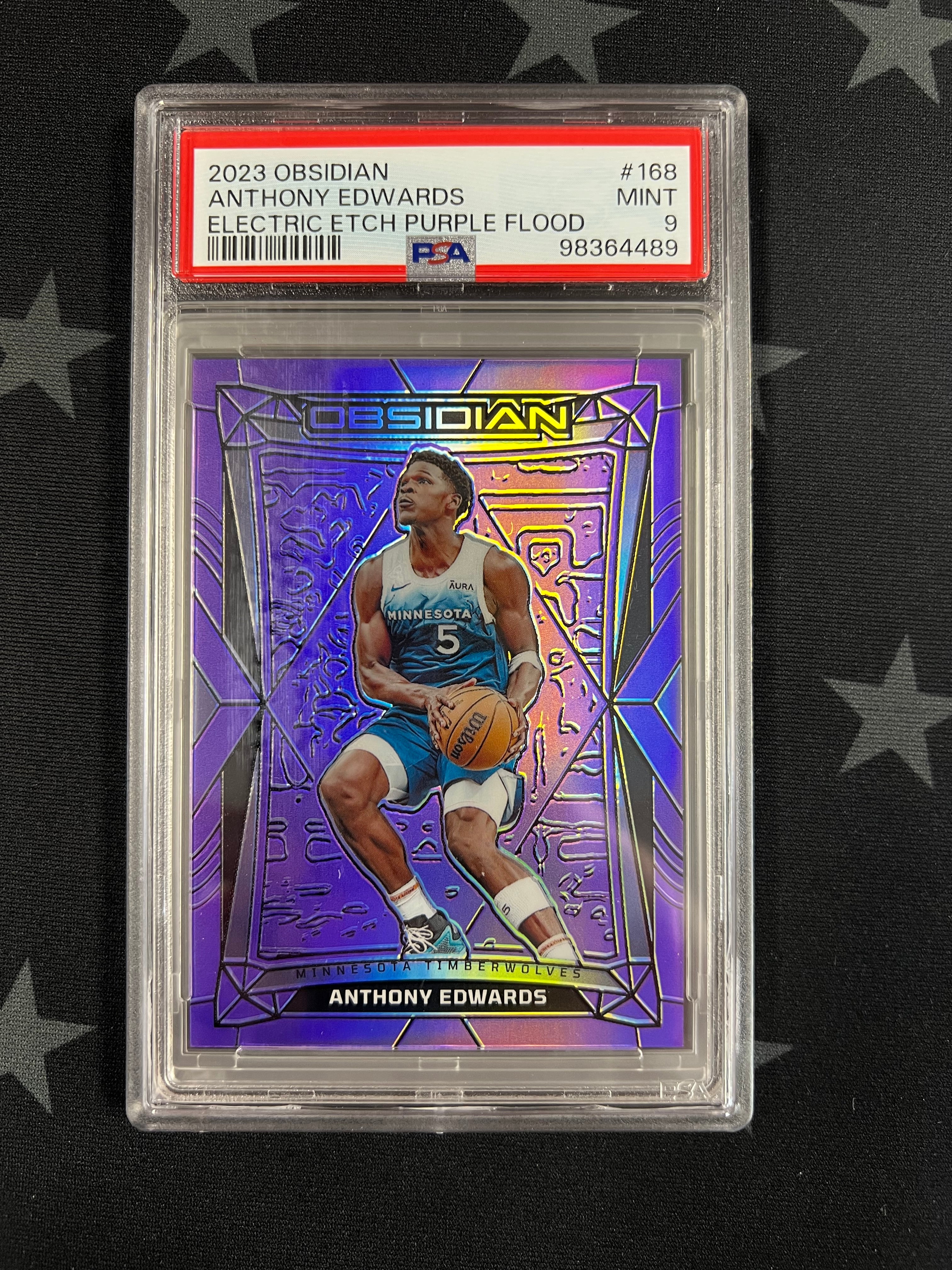 2023 Panini Obsidian Anthony Edwards Electric Etch Purple Flood #25/49 PSA 9 - Rare Basketball Trading Card for Collectors & Fans - Perfect for Display, Investment & Gifting