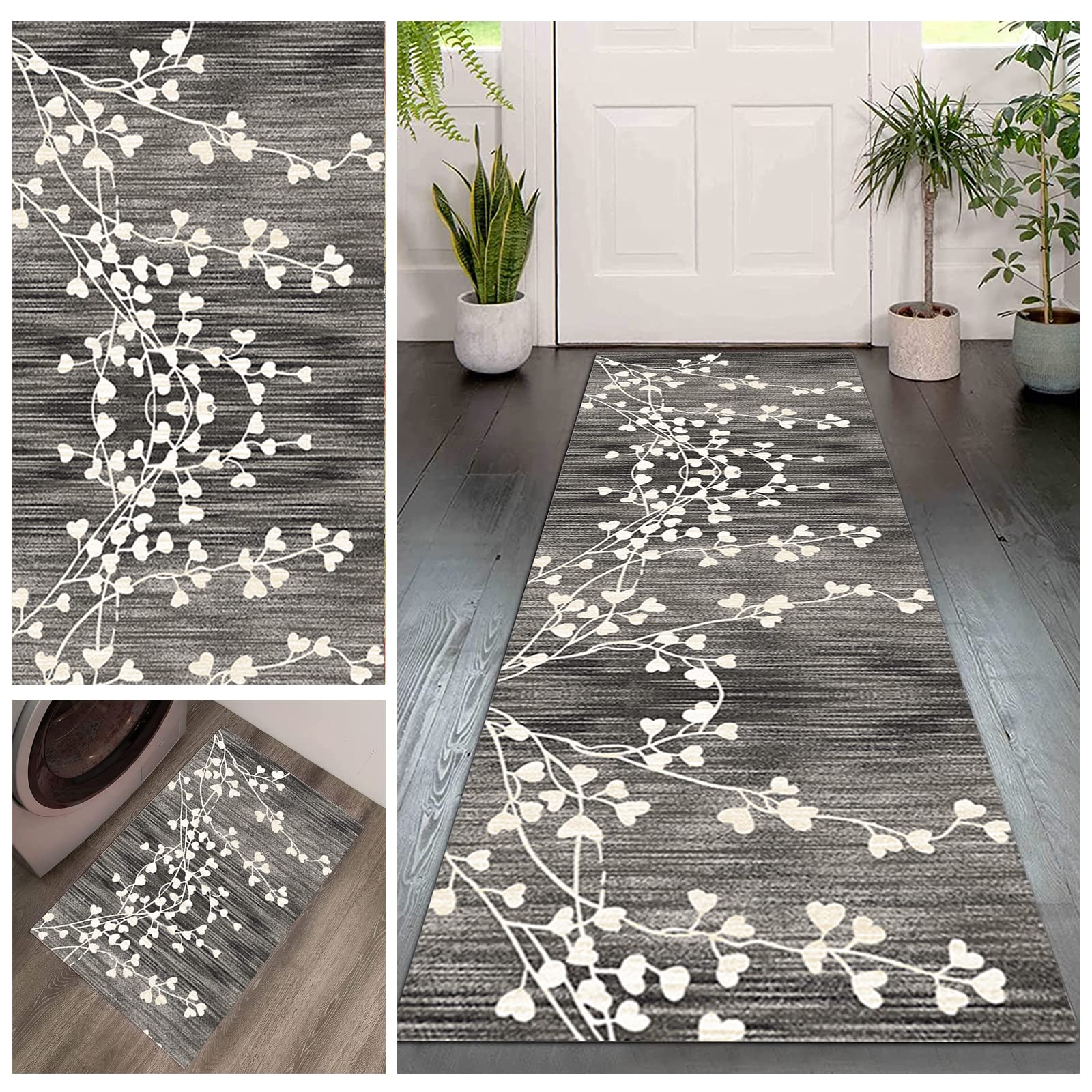 Non-Shed Washable Runner Rug - Stain Resistant Hallway & Kitchen Carpet for High Traffic Areas | Perfect for Laundry Room, Living Room, Bathroom & Entryway | Durable Machine Washable Floor Mat for Home & Office