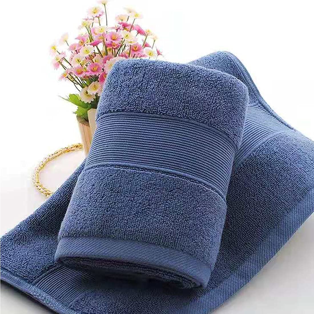 Premium Soft Cotton Bath Hand Towels (14x30 Inch) - Ultra Absorbent Quick-Dry Towels for Bathroom, Face, Gym & Spa - 2 Pack Navy Blue - Perfect for Guest Bathrooms, Yoga Studios & Luxury Hotels