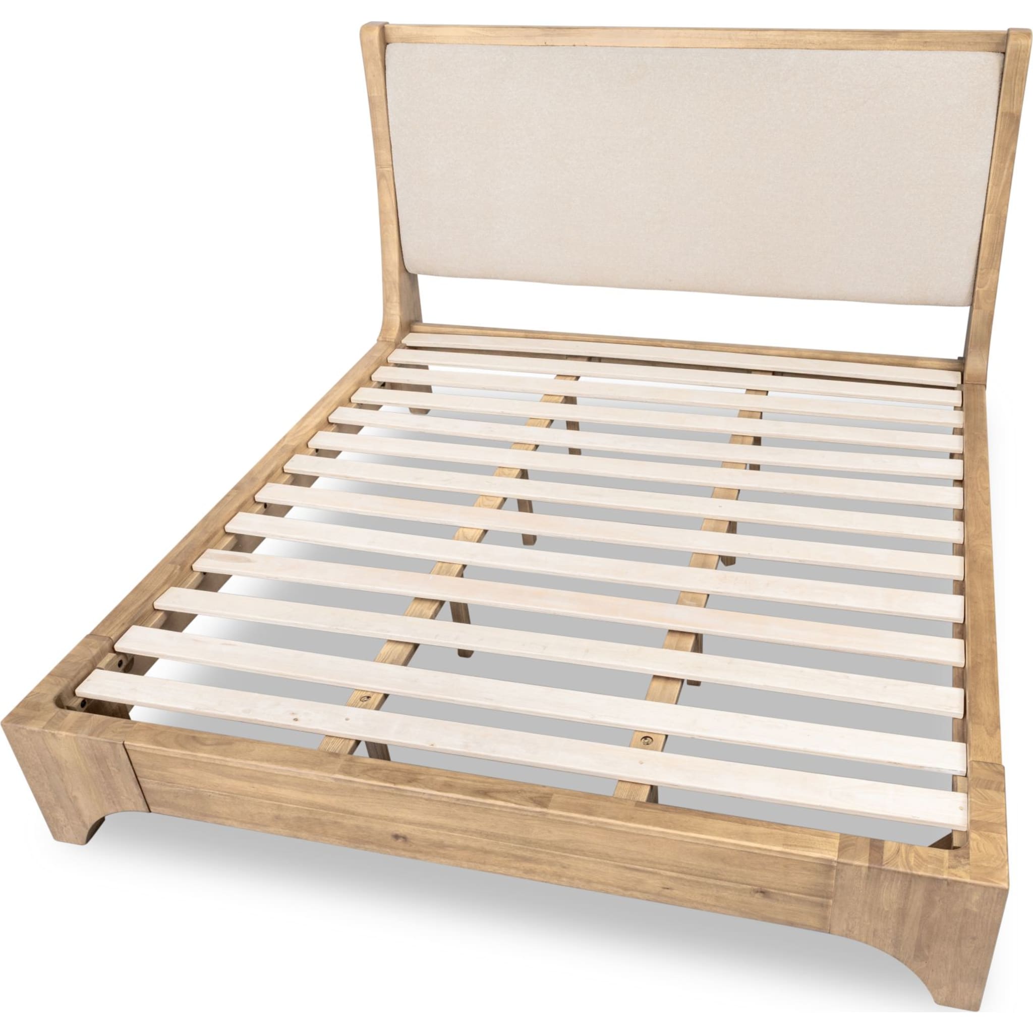 Brentwood Wooden Upholstered Bed Frame - Brown/Beige - Queen Size - Modern Bedroom Furniture for Home Decor & Comfortable Sleep