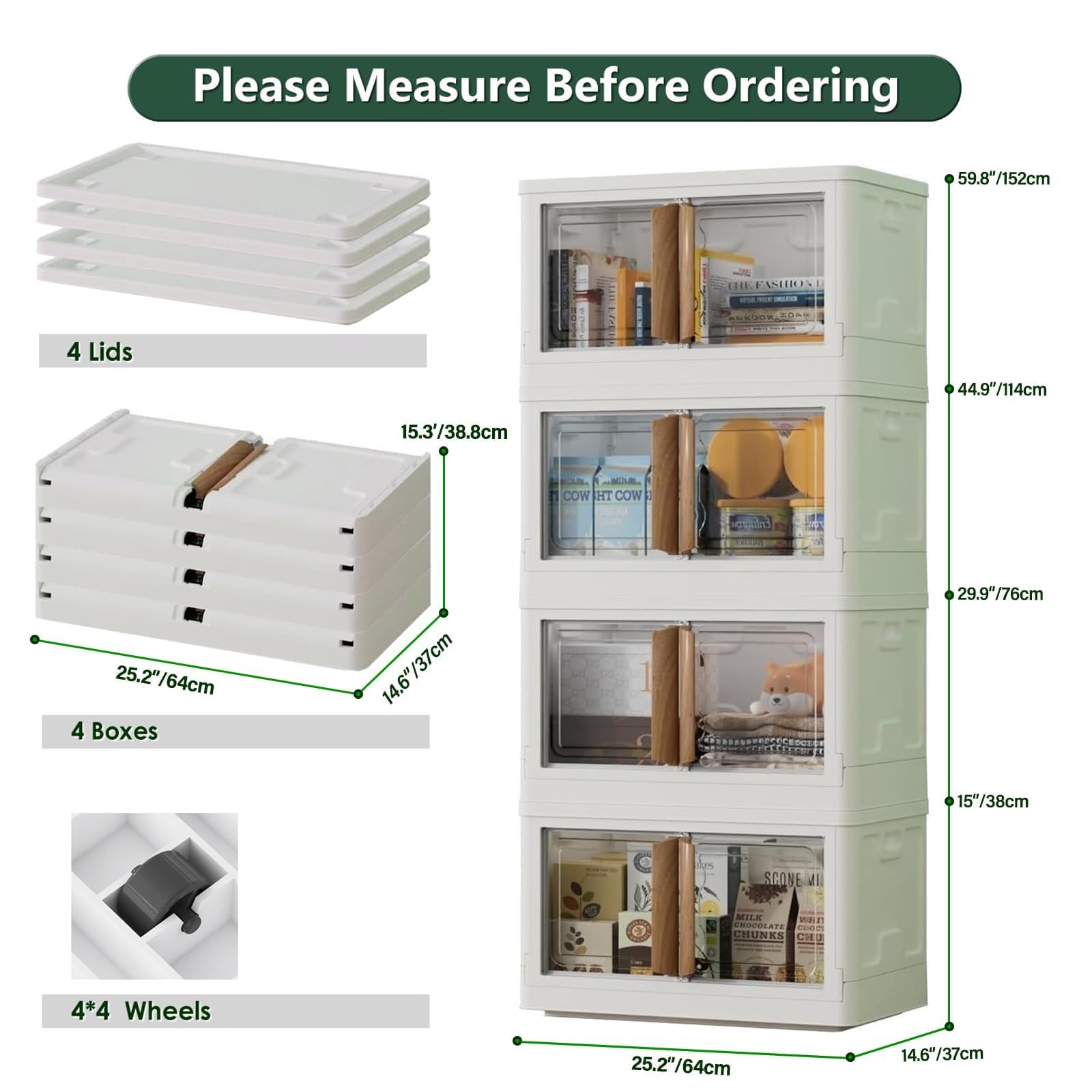 78 Quart Stackable Storage Bins with Lids & Wheels - 4 Pack for Home & Office Organization