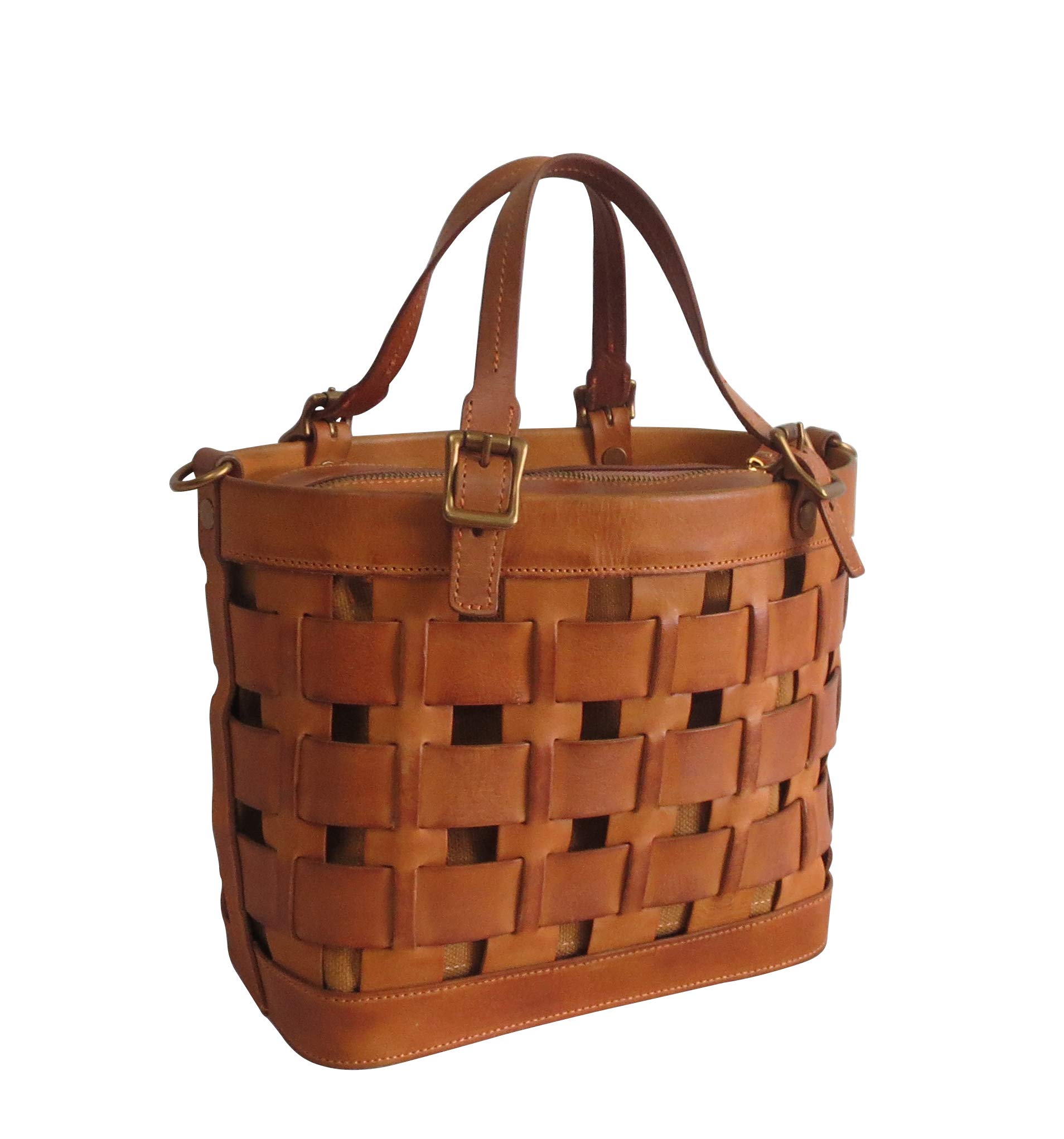 Dorgon Genuine Latigo Leather Basket Handbag for Women - Stylish Crossbody Purse #1280-2 | Perfect for Work, Travel & Everyday Use