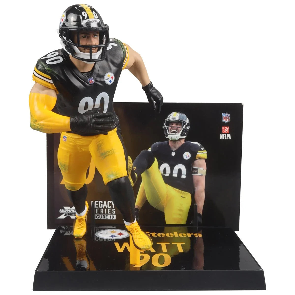 TJ Watt Pittsburgh Steelers NFL Black Jersey Posed Action Figure - 2024 SportsPicks Collectible for Fans, Game Room Decor, and Football Memorabilia Display