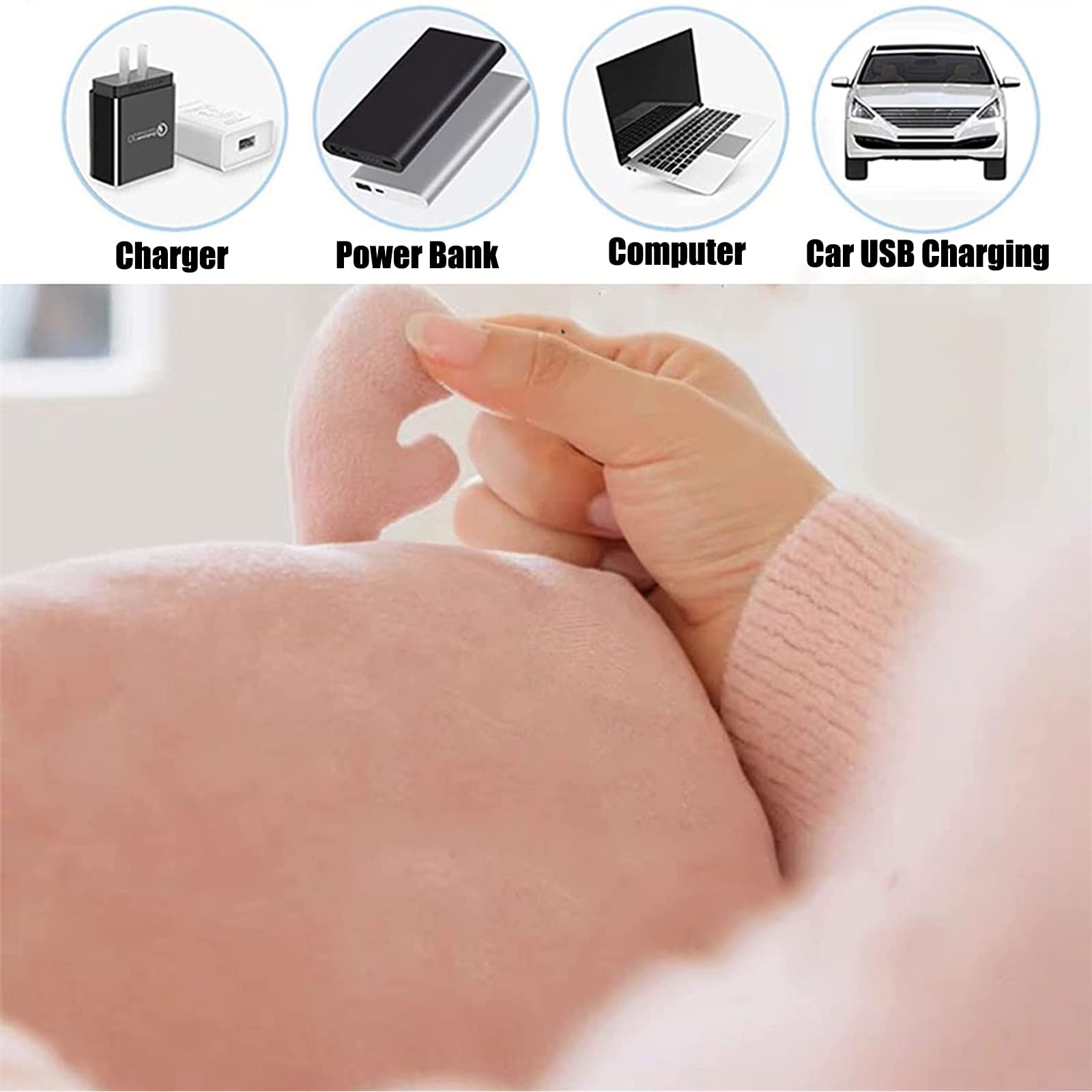 USB Electric Heated Blanket - Portable Battery Operated Washable Fleece Throw with Hand Warmer Pockets | Soft Pink Heating Blanket for Home, Office & Travel Use | Perfect for Winter, Camping & Cold Weather Comfort