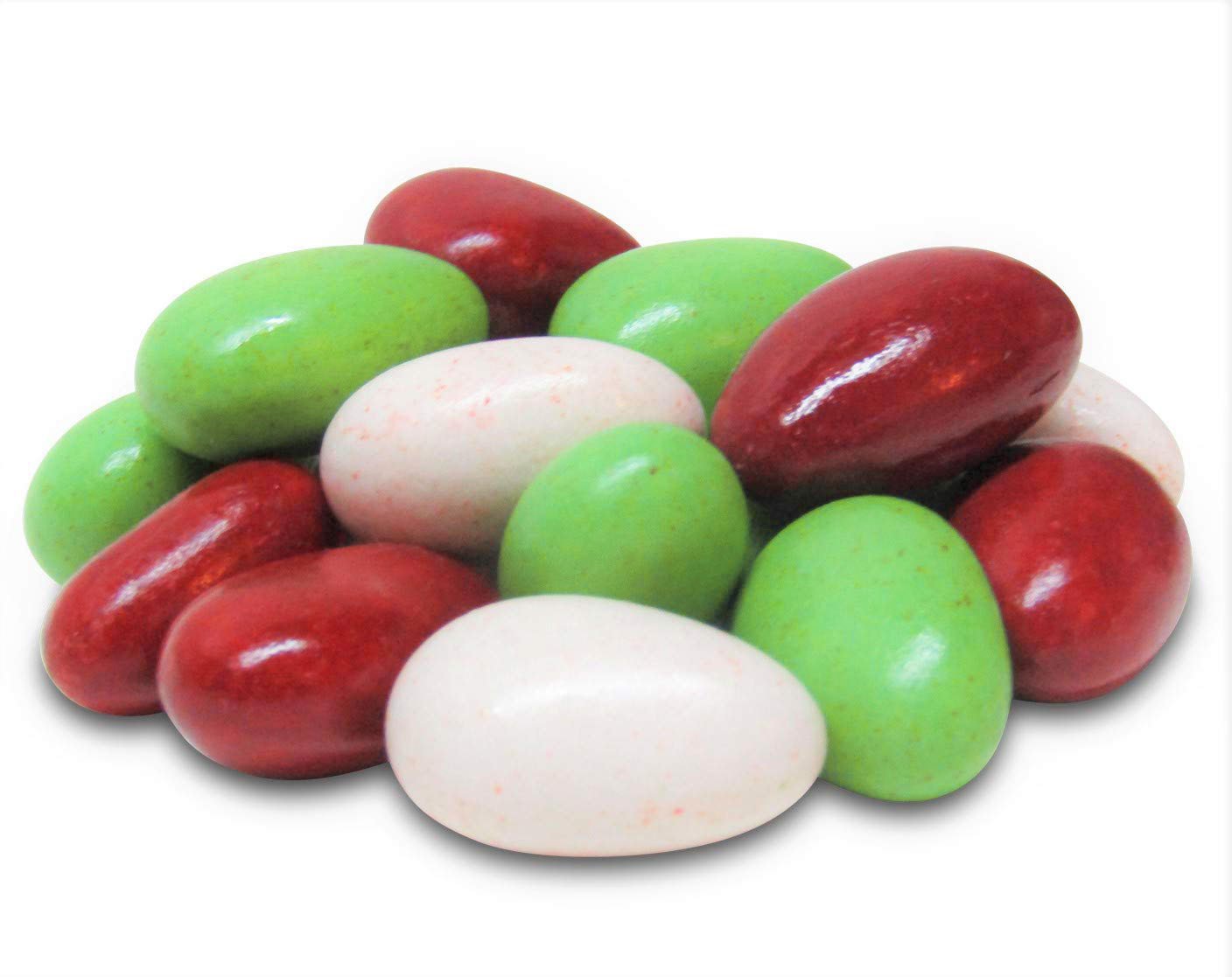 Premium Holiday Jordan Almonds - White, Red & Green Candy for Christmas, Weddings & Parties - Bulk Gourmet Confectionery Treats