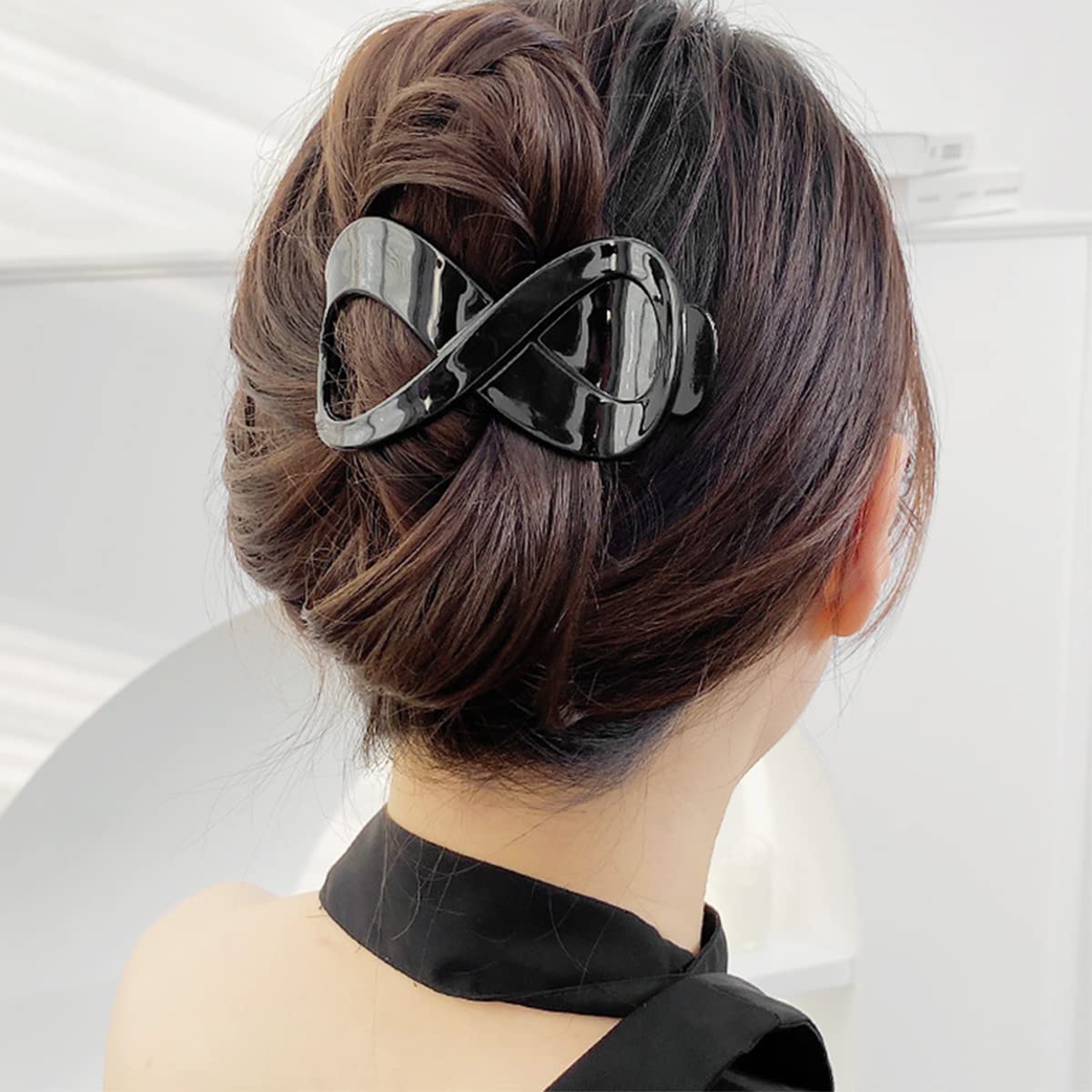 4 PCS Large Non-Slip Acrylic Hair Claw Clips for Women - Matte French Hair Clips in 4 Colors (Black, Brown, Matte Black, Matte Brown) - Perfect for Updos, Ponytails & Everyday Hairstyles
