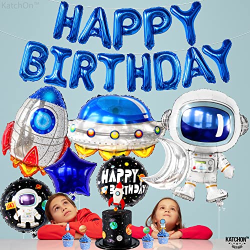KatchOn 22-Pack Large Happy Birthday Outer Space Balloons Set - Rocketship Themed Party Decorations for Kids & Adults | Perfect for Galaxy Birthday Parties, Baby Showers & Space-Themed Events