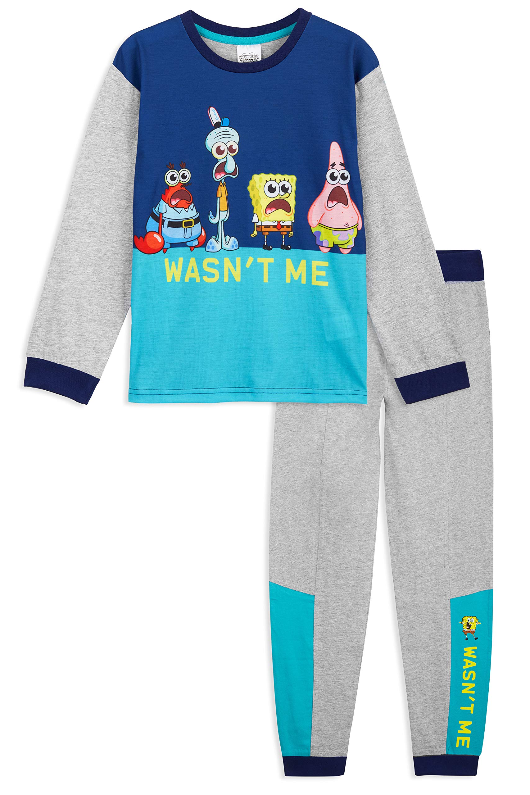 SpongeBob SquarePants Boys Pajamas Set - Long Sleeve Cotton Kids Pjs for Boys - Comfortable Sleepwear for Bedtime & Lounging
