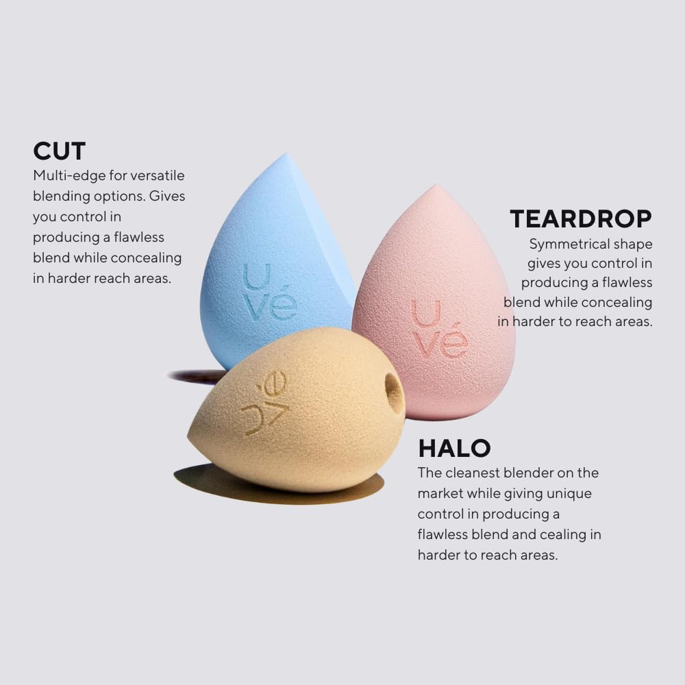 PURE Halo Makeup Blender Sponge - Professional Streak-Free Foundation Sponge for Liquid, Powder & Cream | Vegan, Cruelty-Free & Latex-Free Beauty Blender | Perfect for Flawless Makeup Application at Home or On-The-Go