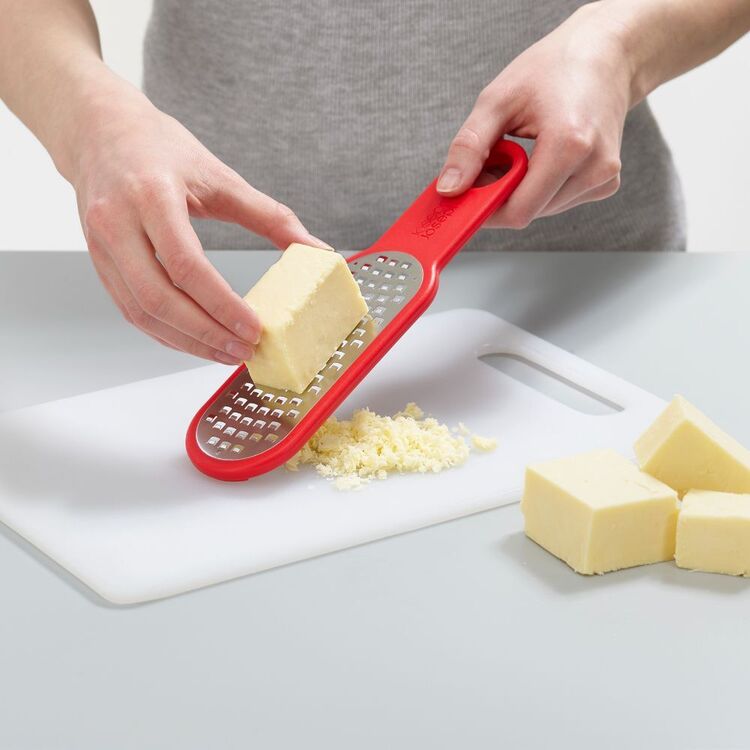 Joseph Joseph Duo 2-Piece Grater Set with Coarse & Fine Blades - Space-Saving Kitchen Gadget for Cheese, Vegetables & Fruits - Red & Grey Design for Modern Kitchens