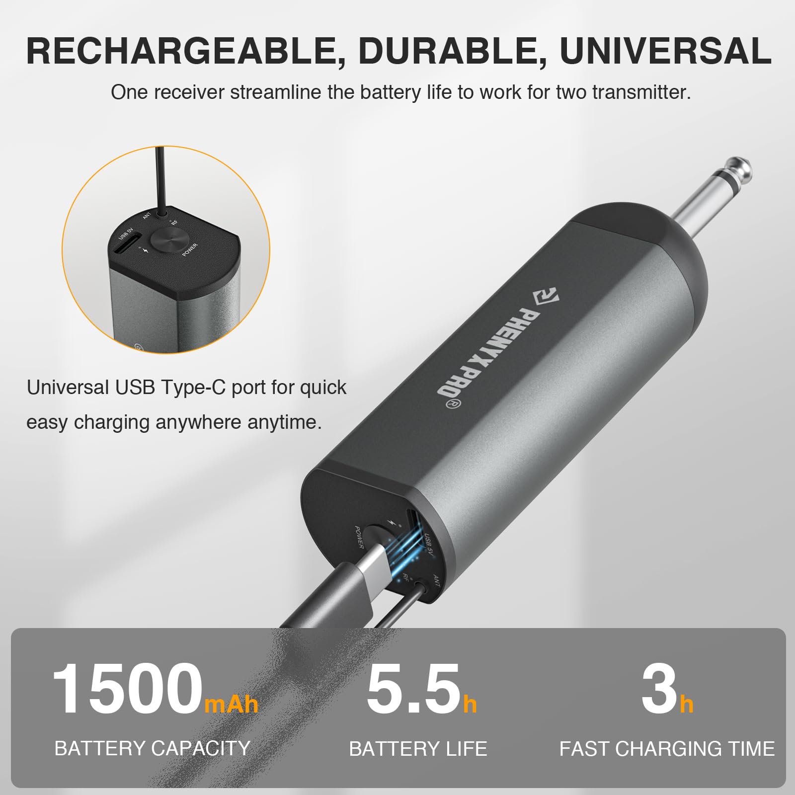 Phenyx Pro Single Digital Wireless Microphone System with Mini Receiver & Bodypack Transmitter - 15-Channel 900MHz UHF Band for Karaoke, Singing, Church & Wedding - Includes Headset & Lapel Mic (PDP-1-1B) - Perfect for Live Performances, Public Speaking & Events