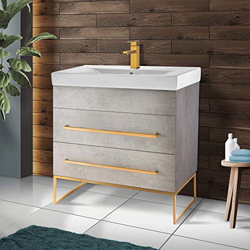 Grey Marble - Satin Brass Hardware