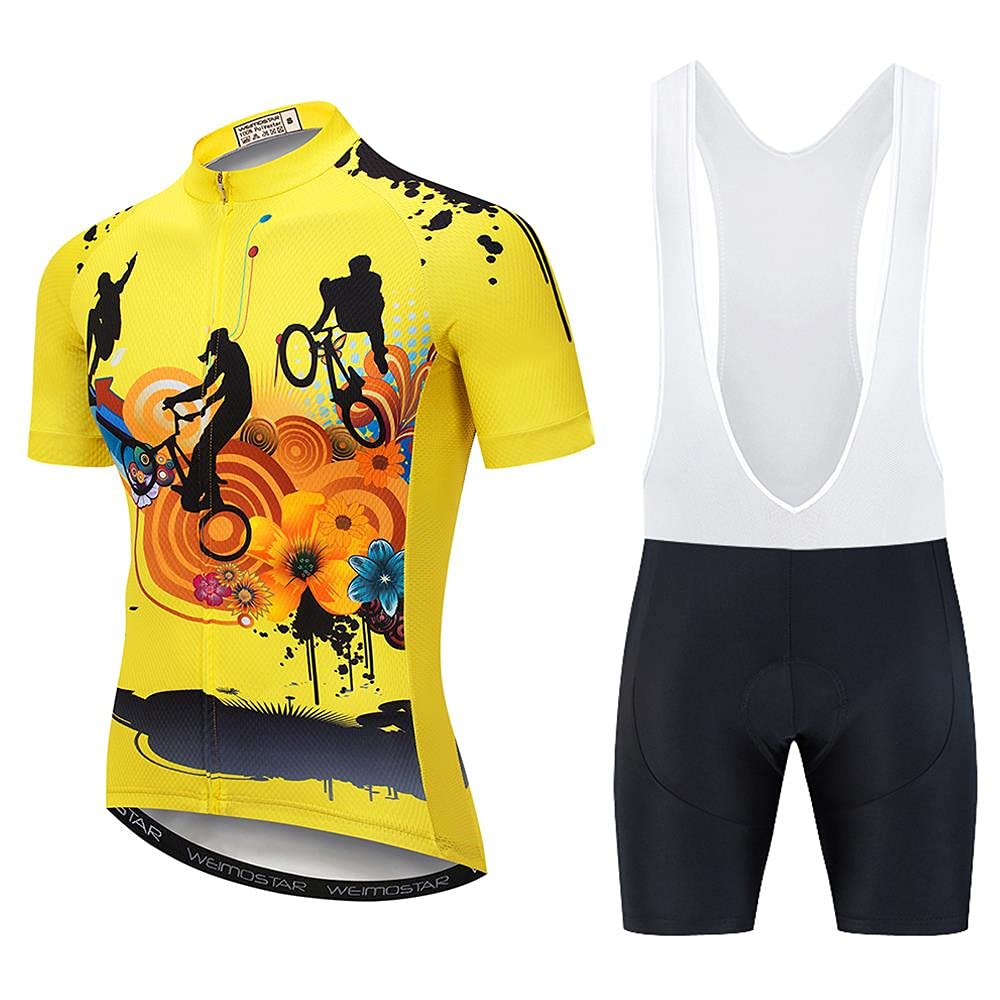 Men's Cycling Jersey & Bib Shorts Set - Breathable Short Sleeve Bike Shirt with 20D Gel Padding for Road & Mountain Biking | Perfect for Training, Racing & Outdoor Cycling