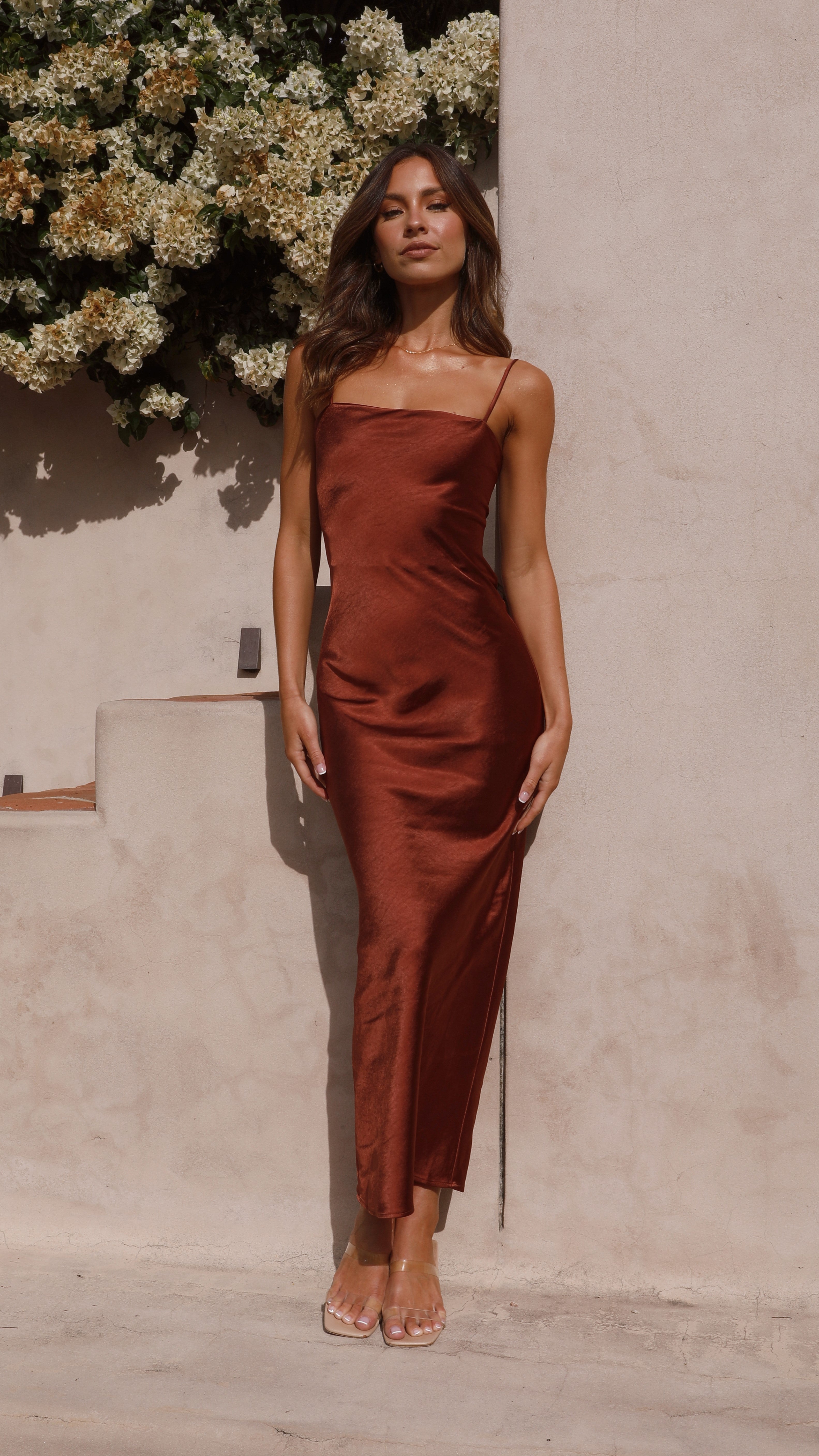 Keira Maxi Dress in Rust - Elegant Long Boho Flowy Dress for Women | Perfect for Summer, Beach, Weddings & Casual Outings