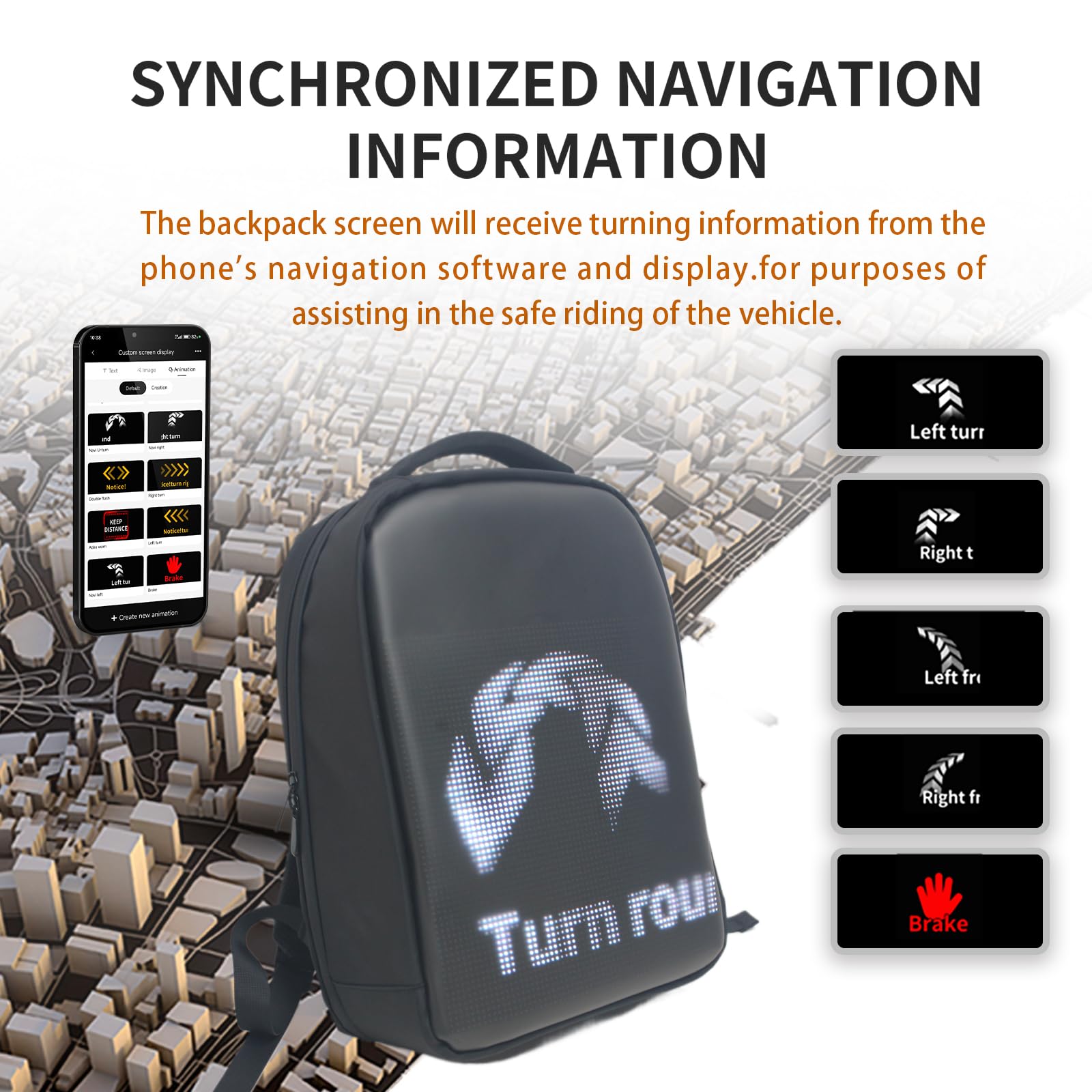 Programmable LED Screen Backpack - Full Color Waterproof Laptop Backpack with Real-Time Navigation Display | Perfect for Travel, Motorcycle Riding & Unique Valentine's Day Gifts for Men and Women