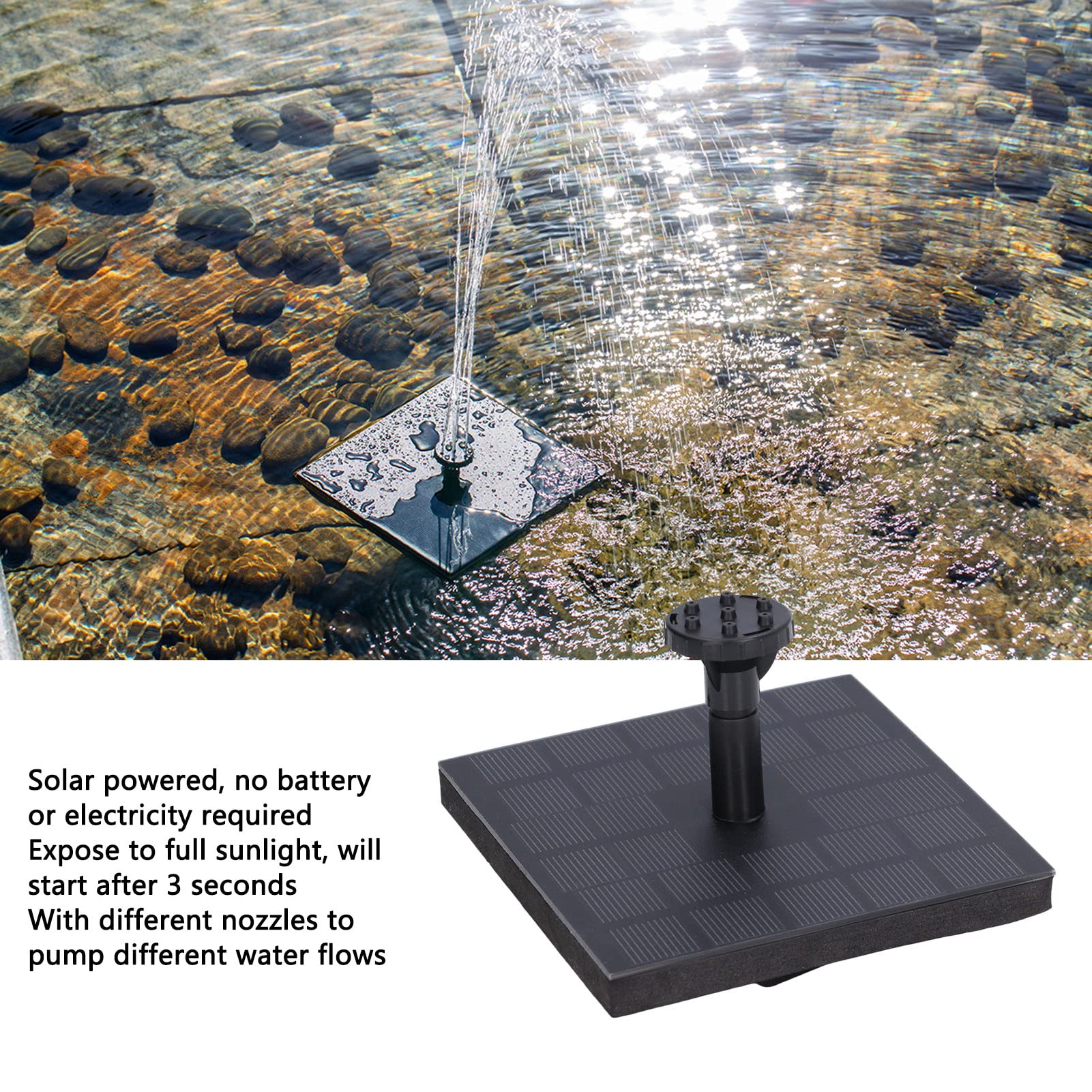 Upgraded 1.4W Solar Fountain Pump for Bird Baths with 8 Nozzles - Submersible Outdoor Water Pump for Ponds, Pools, Gardens & Fish Tanks - Floating Solar Powered Water Feature for Backyard Decor & Wildlife Attraction