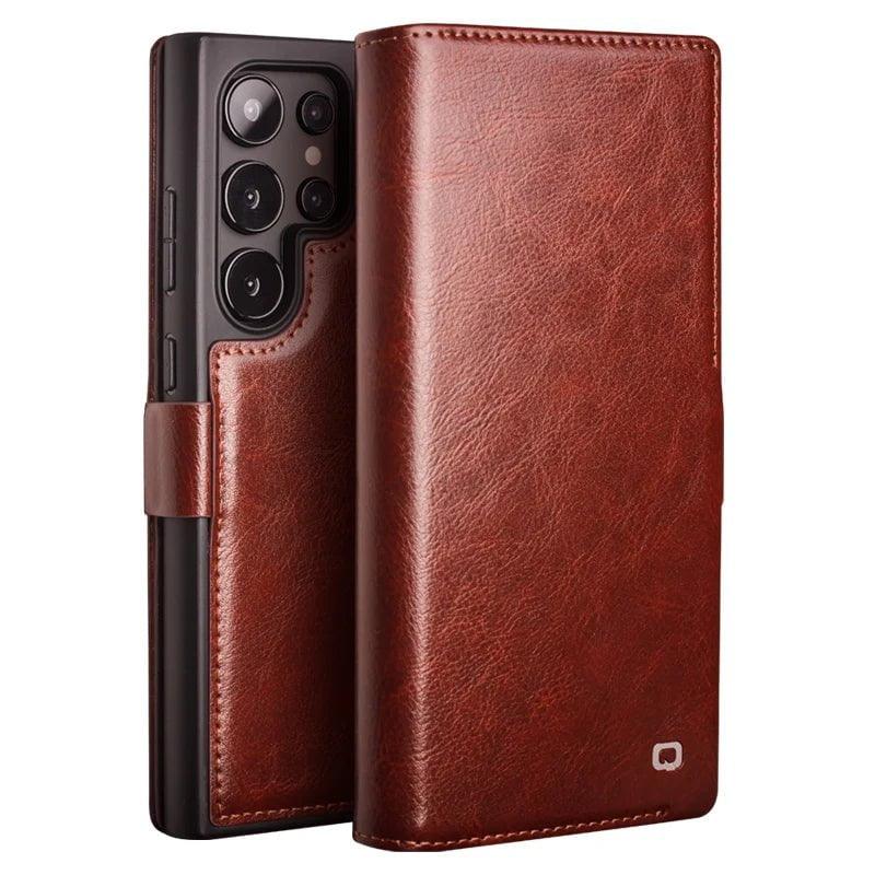 Qialino Genuine Leather Wallet Case for Samsung Galaxy S24 - Slim Protective Cover with Card Slots (Perfect for Everyday Use & Travel)