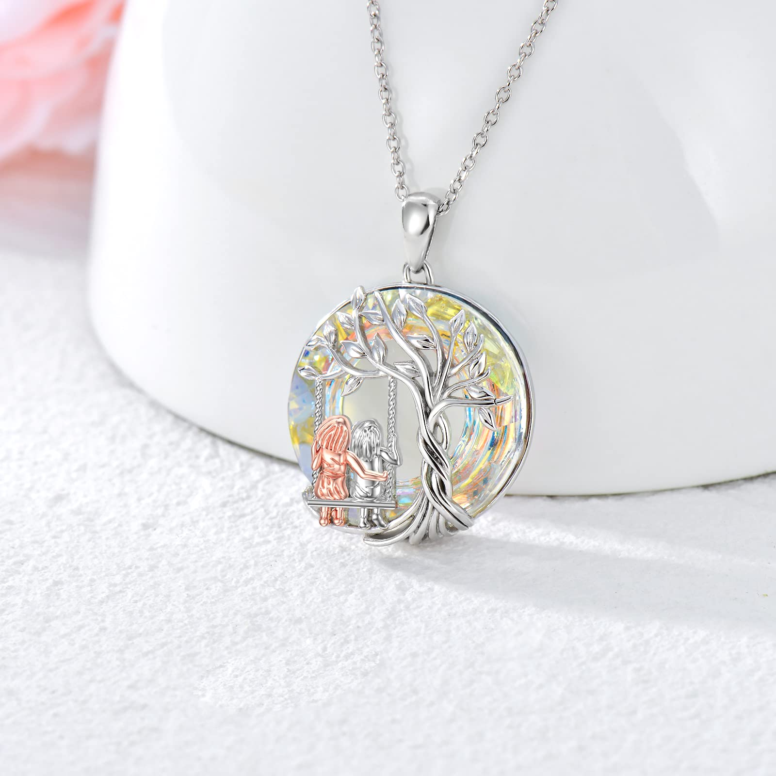 925 Sterling Silver Tree of Life Necklace for Sisters - 2/3/4 Sisters Crystal Jewelry Gift Set for Women, Daughters & Friends | Birthday, Mother's Day Present | Perfect for Family Bonding & Special Occasions
