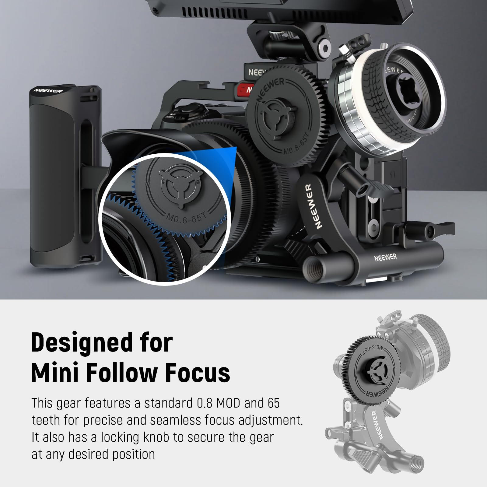 NEEWER M0.8-65T Follow Focus Gear - 0.8 MOD 65 Teeth Compatible with SmallRig & NEEWER Mini Follow Focus PG007 - Perfect for DSLR Camera Rig & Cinematic Video Production