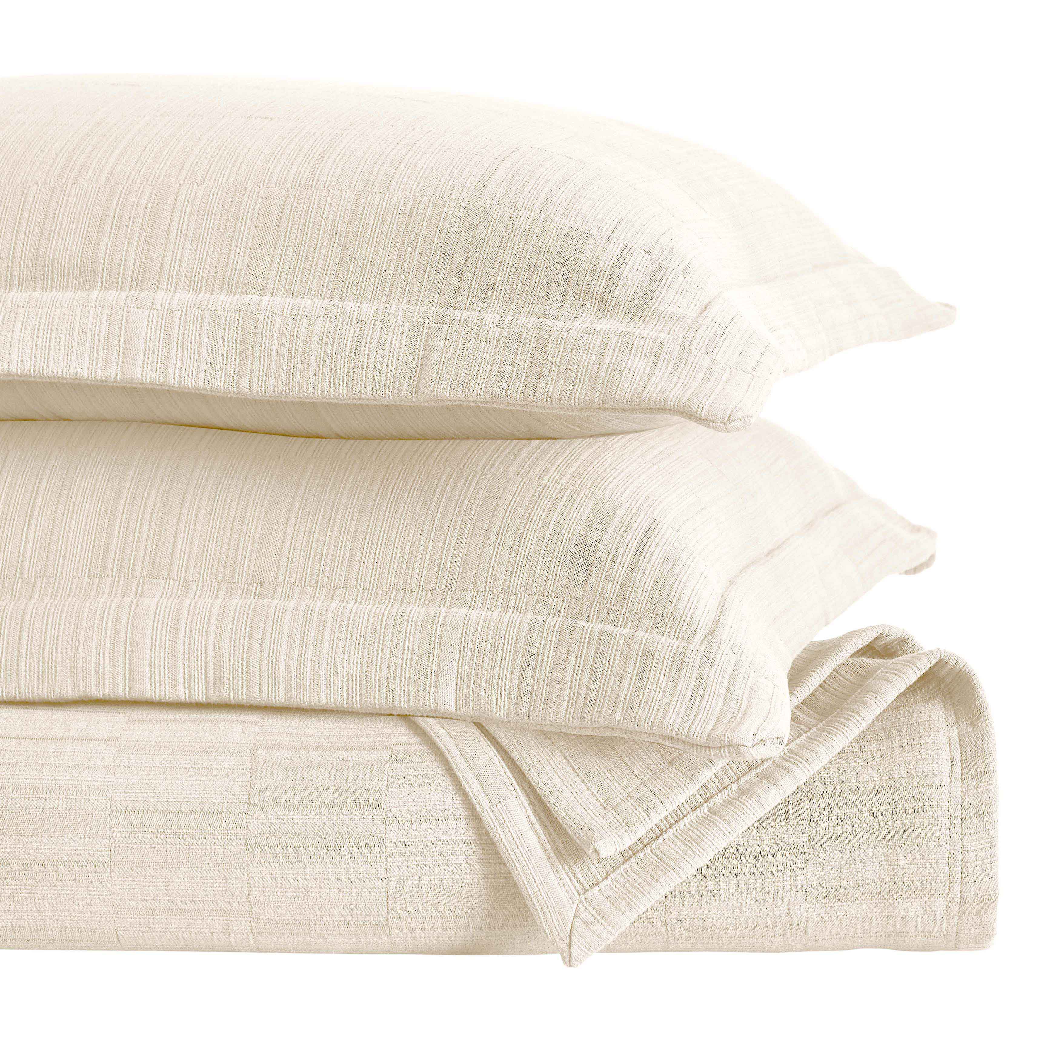 Premium Cotton Matelasse Bedspread Set with Shams - Medium Weight Luxury Bedding for Master Bedroom, Guest Room & Hotel Decor - Soft Textured Quilted Coverlet for Queen/King Size Beds