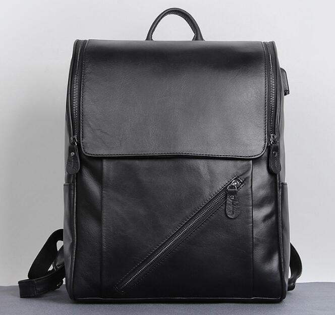 Premium Black Leather Backpack for Men & Women - Stylish Designer Laptop Bag for Work, Travel & College | Durable & Water-Resistant