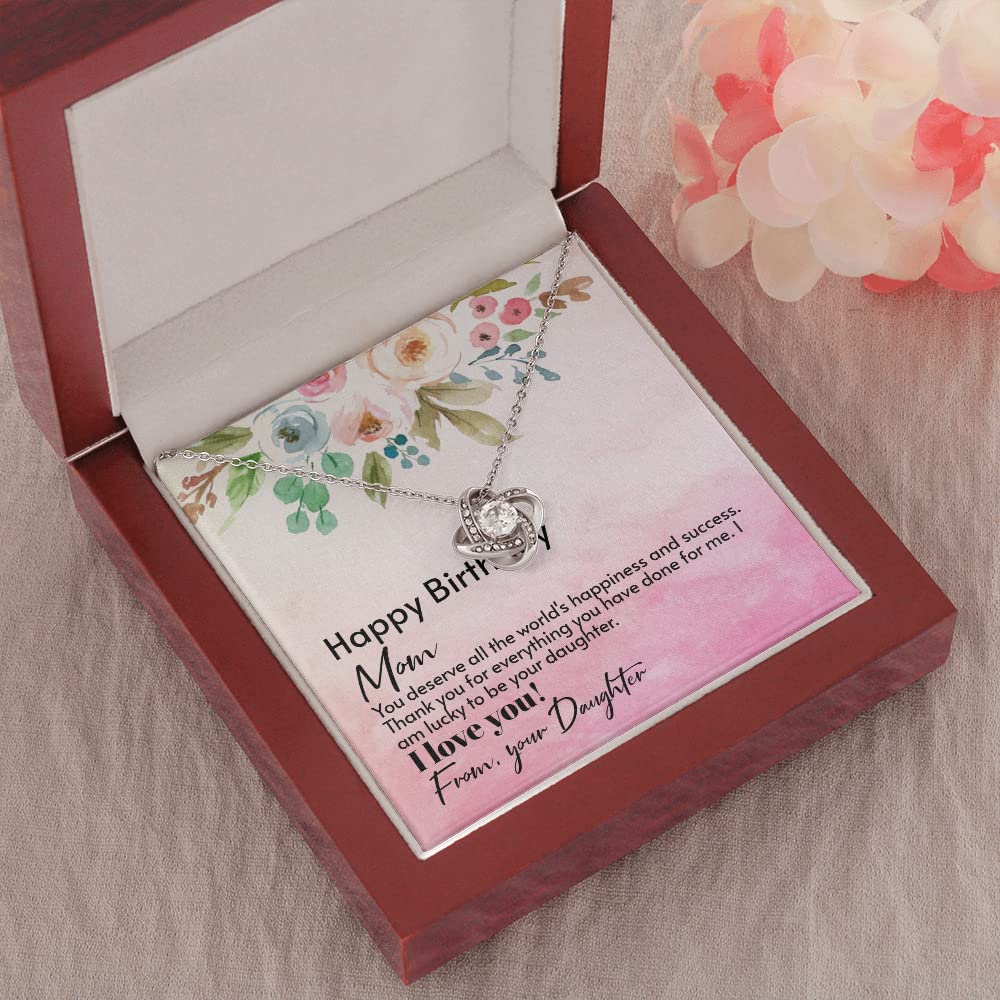 Birthday Gift Necklace for Mom - Sterling Silver Love Knot Pendant Jewelry from Daughter | Thoughtful Present for Mother's Birthday, Christmas, Anniversary | Perfect for Everyday Wear & Special Occasions
