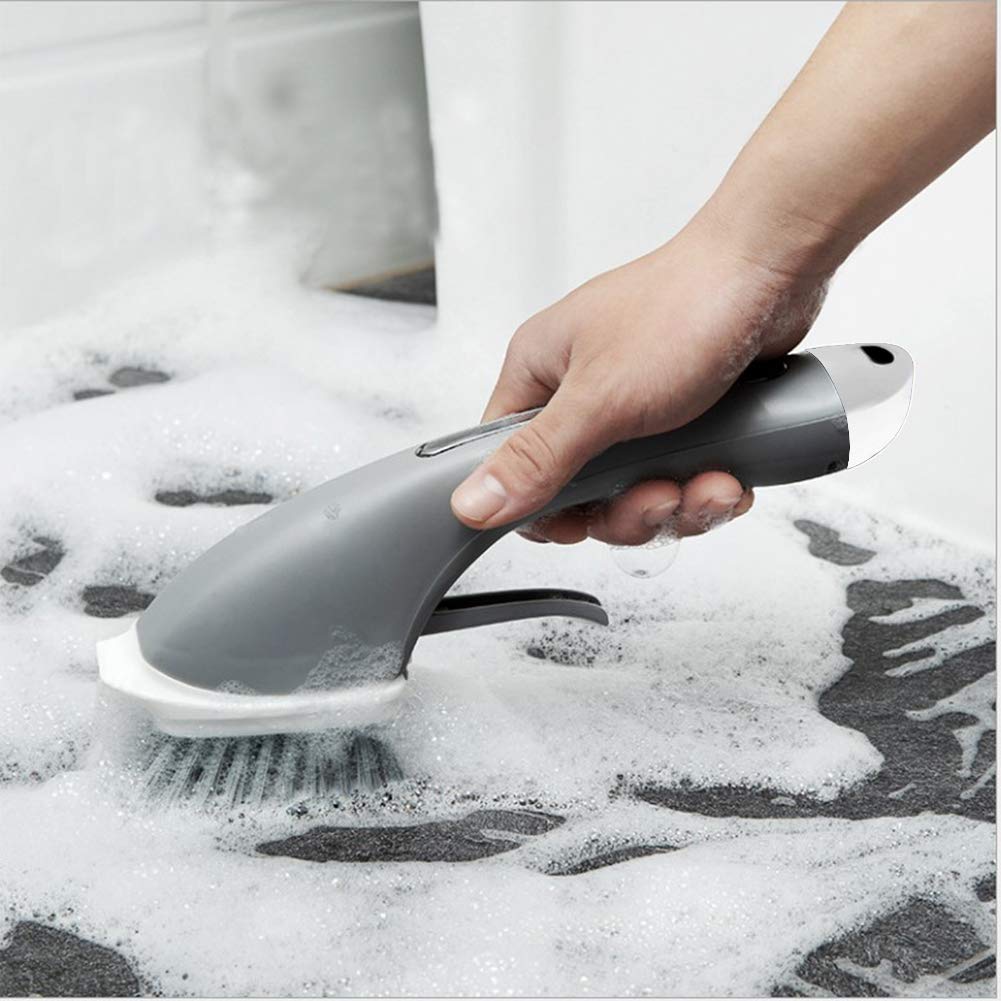 ELEOPTION Kitchen Sink Cleaning Brush with Soap Dispenser - Stainless Steel Pot Scrubber for Dishes, Stove, Tiles - Ergonomic Household Cleaning Brush (Green) - Perfect for Deep Cleaning Kitchen Sinks & Cookware