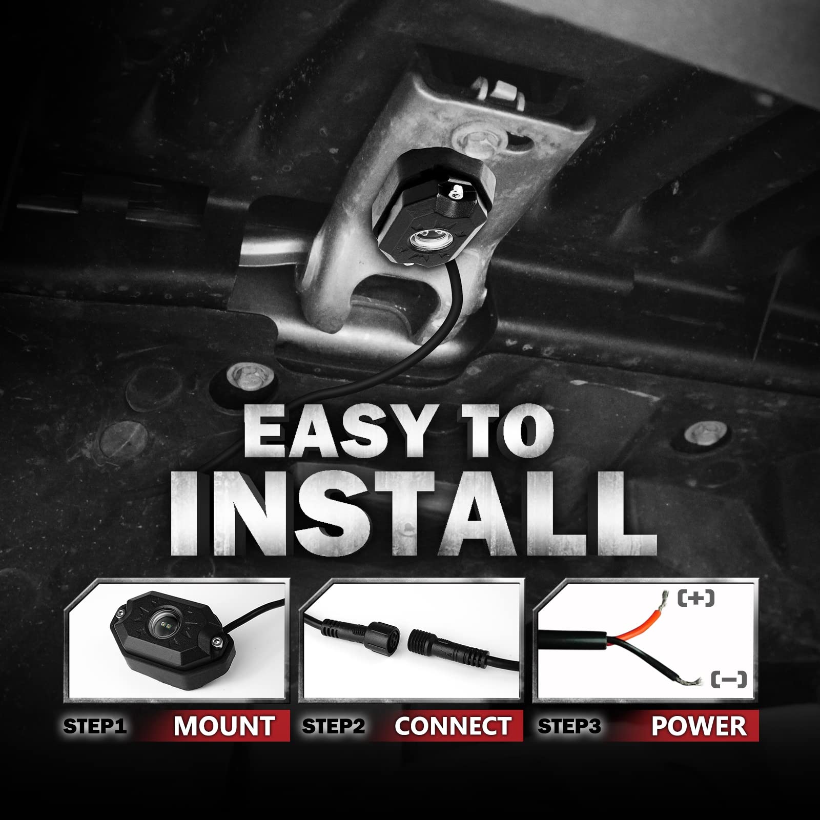 OPT7 Rock Lights 8 Pods LED RGBW Underglow Lighting Kit - Bluetooth APP Control, RGB & True White with SoundSync, 16 Million Colors & 20 Modes, IP68 Waterproof for Offroad Trucks, RZR, ATV, UTV - Perfect for Night Rides, Car Shows & Off-Road Adventures