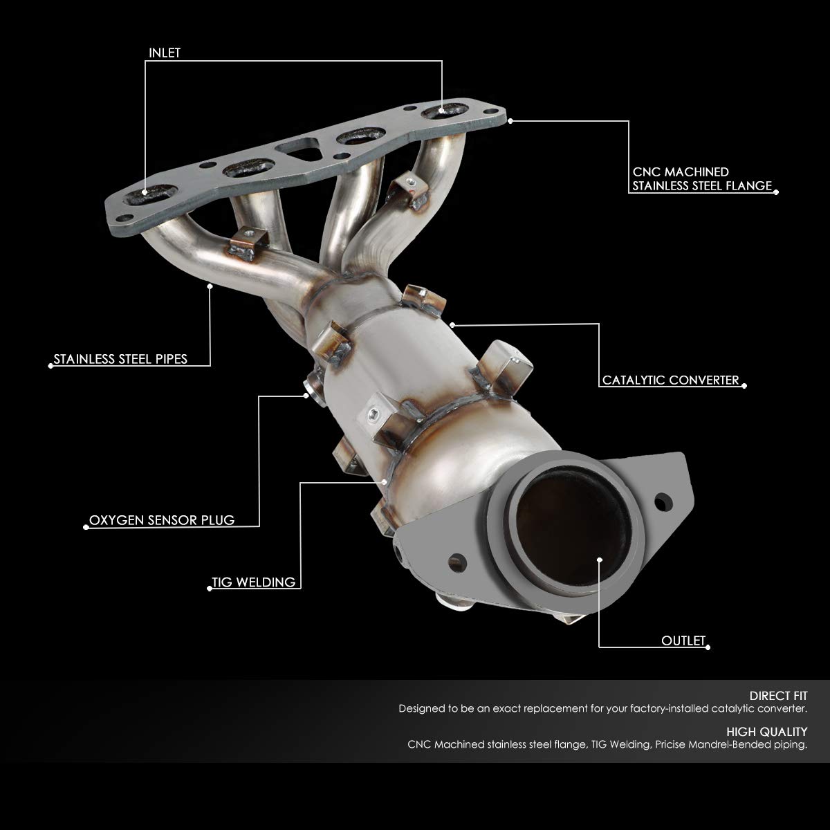 DNA MOTORING Catalytic Converter Exhaust Pipe Replacement for 2002-2006 Nissan Altima & Sentra 2.5L - EPA Compliant Direct Fit OEM-CONV-005 - Improves Engine Performance & Reduces Emissions