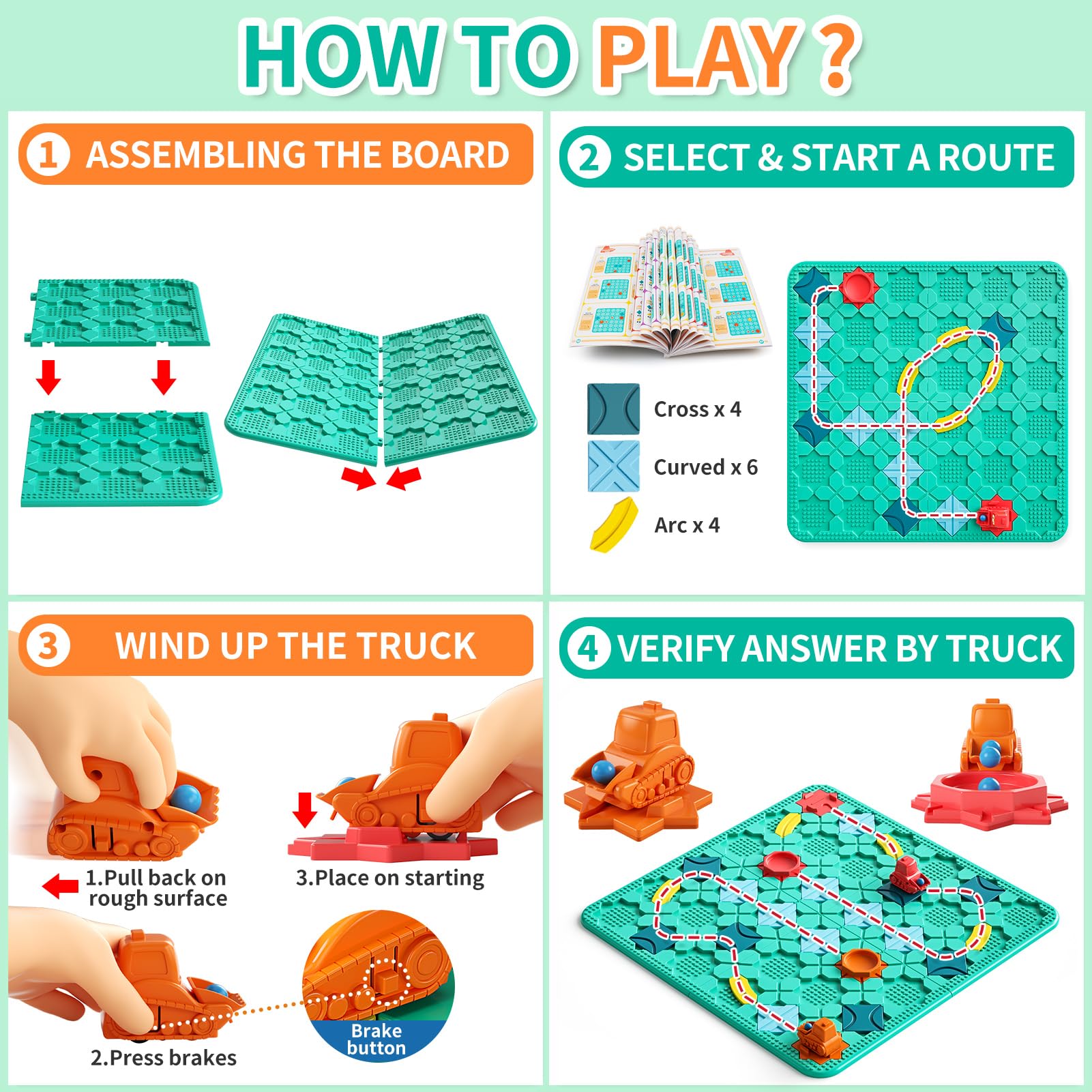 STEM Road Builder Board Game - Smart Brain Teasers Puzzle Toy for Kids 4-8 | Family Learning & Birthday Gift