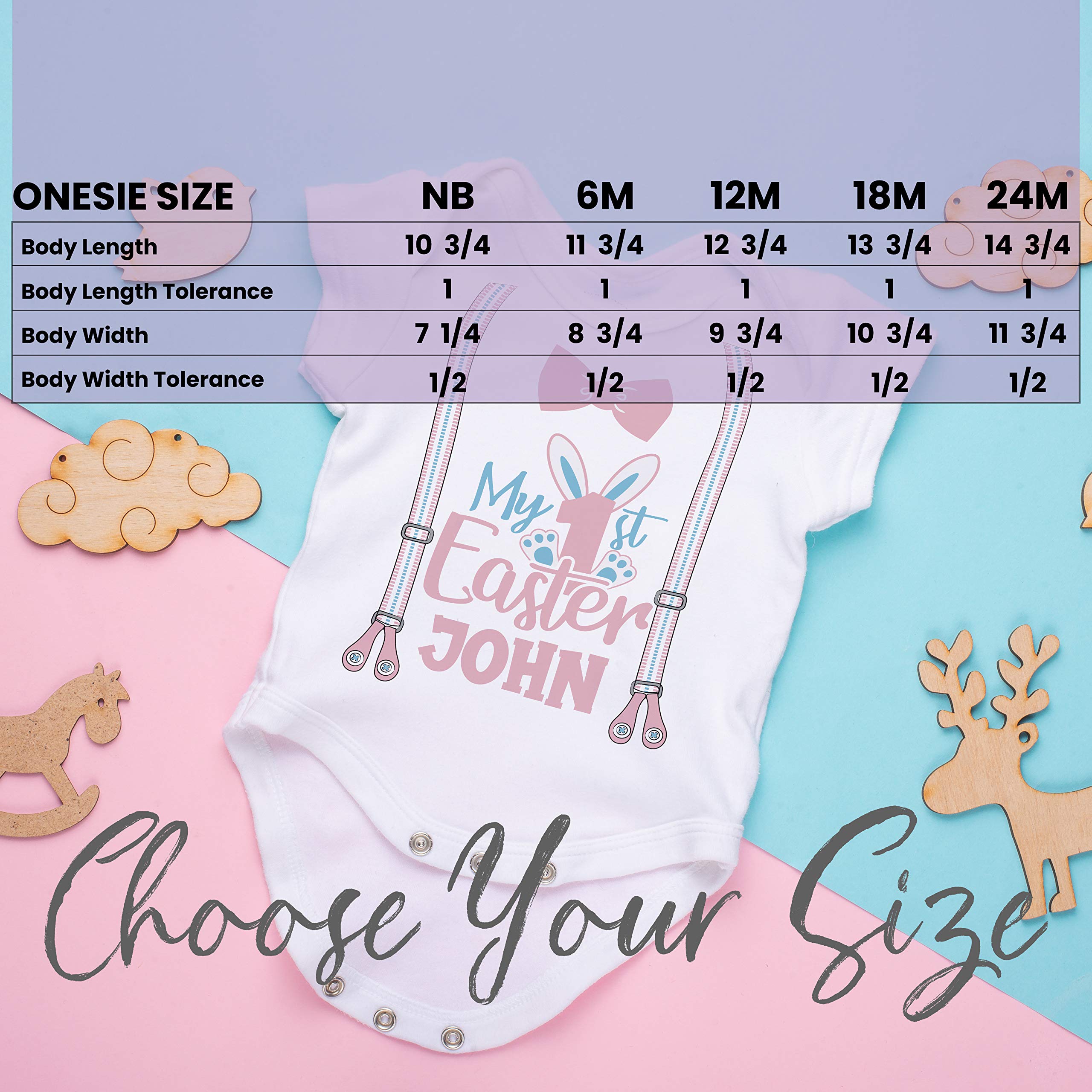 Custom Printed Easter Baby Onesie for Boys & Girls - Personalized Bunny Groom Design Organic Cotton Unisex Infant Bodysuit | Newborn Toddler Outfit for Easter Photos, Family Gatherings & Holiday Celebrations