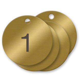 1-1/2 Inch Numbered Solid Brass Valve Tags (1-100) - Pack of 100 - Durable Metal Identification Tags for Plumbing, Industrial Equipment & Valve Maintenance