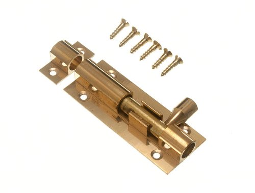 63mm (2.5 Inch) Heavy Duty Brass Door Bolt Barrel Slide Lock with Mounting Screws - Secure Windows, Gates & Sheds