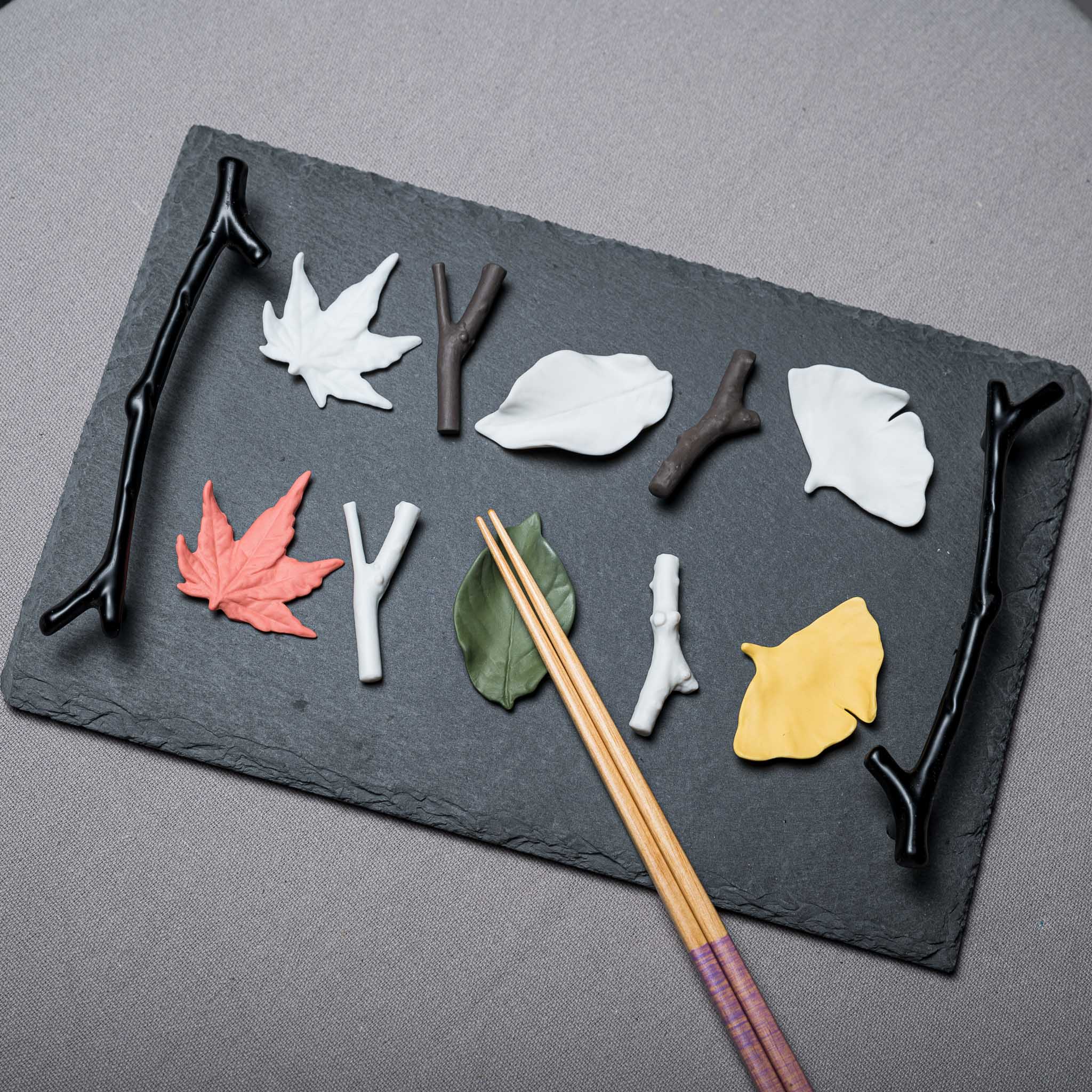 Elegant Leaf-Shaped Chopstick Rests Gift Set - Pack of 5 | Perfect for Asian Dining, Sushi Nights & Home Decor