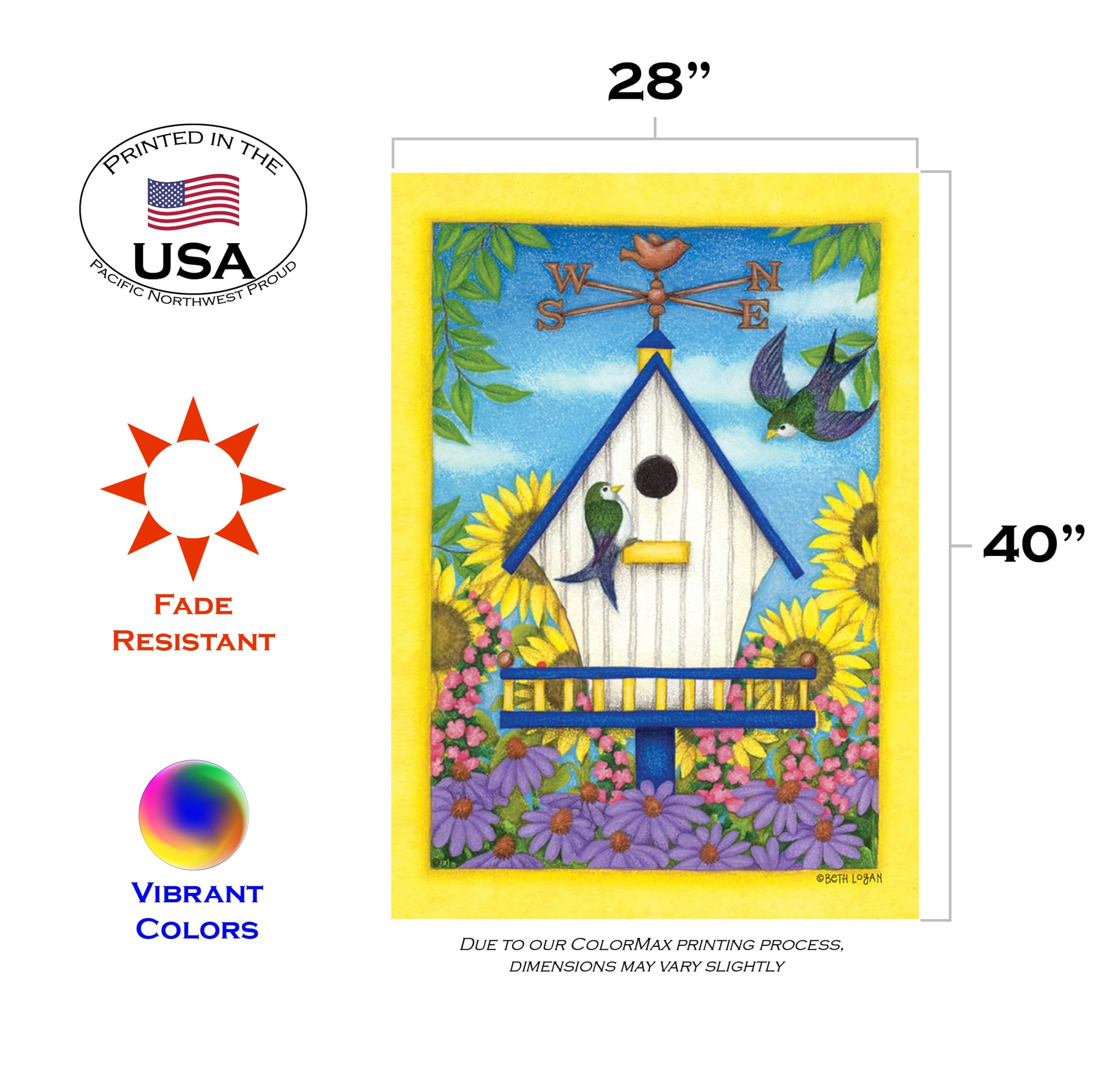 Toland Weathervane Swallowtail House Flag - 28x40 Inch Double Sided Outdoor Decor for Garden & Yard