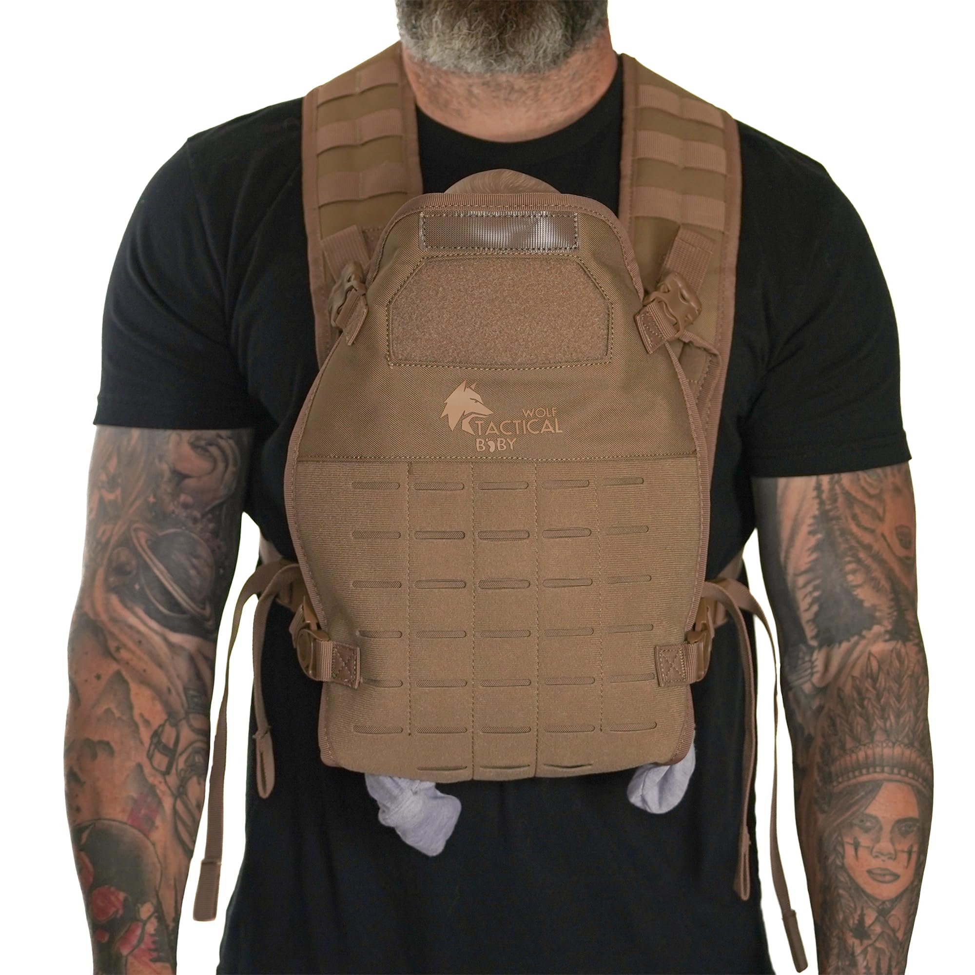 WOLF TACTICAL Military-Grade Baby Carrier for Men - Adjustable Infant & Toddler Carrier for Dads - Perfect for Hiking, Travel & Outdoor Adventures