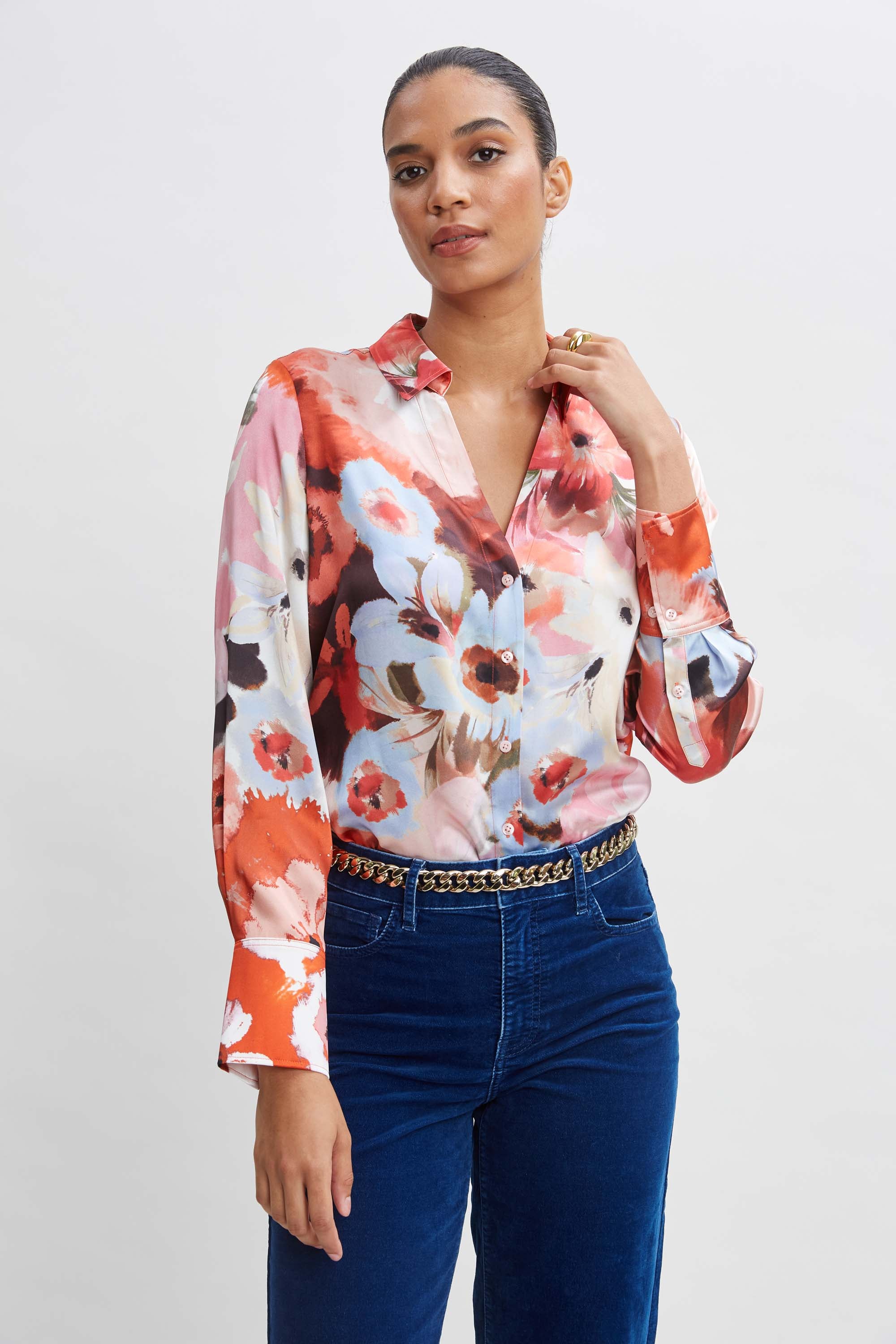 Silk Satin Wintergarden Shirt for Women - Elegant Long Sleeve Blouse for Office, Party & Formal Occasions